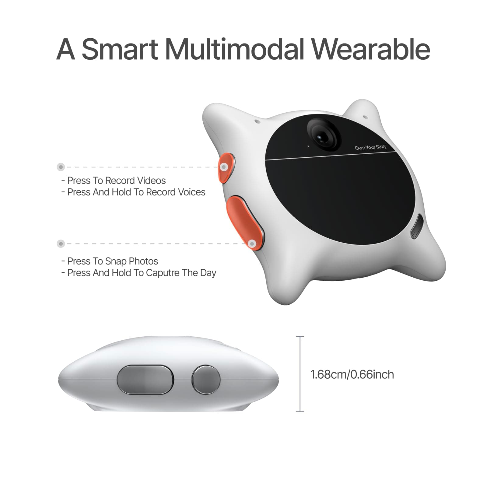 Looki L1 AI Multimodal Wearable for Life, 32g Lightweight Hands-Free Action Lifelogging Device with 1080P Video, 3 Mics, AI Vlogs & Comics, Proactive Intelligence, 32GB Privacy-First Storage (Black), view 2
