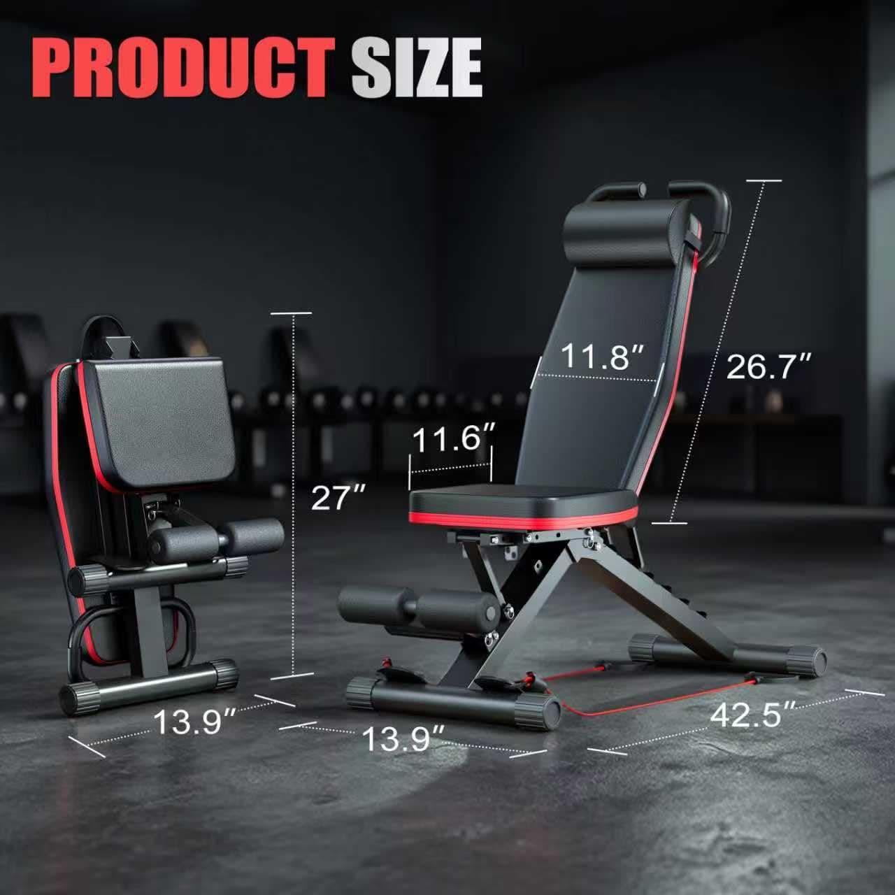 2026 Adjustable Weight Bench - 1000LBS Foldable Bench Press Workout Bench for Home Gym, Roman Chair & Incline Decline Flat Sit Up, Heavy Duty Full Body Dumbbell Fitness Bench, view 9