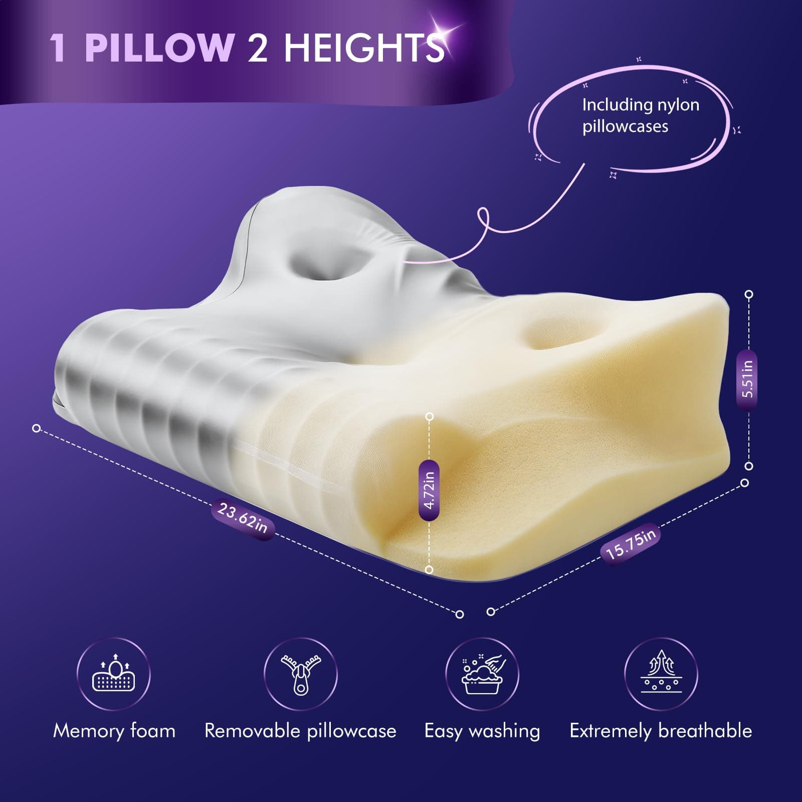 Dayme Orthopedic Memory Foam Pillows –Cooling Neck Pillow that Actually Cools,Cervical Support Pillow for Neck Pain Relief,Cervical Pillow for All Sleep Positions,Ergonomic Pillow,Cooling Pillow,Gray, view 6