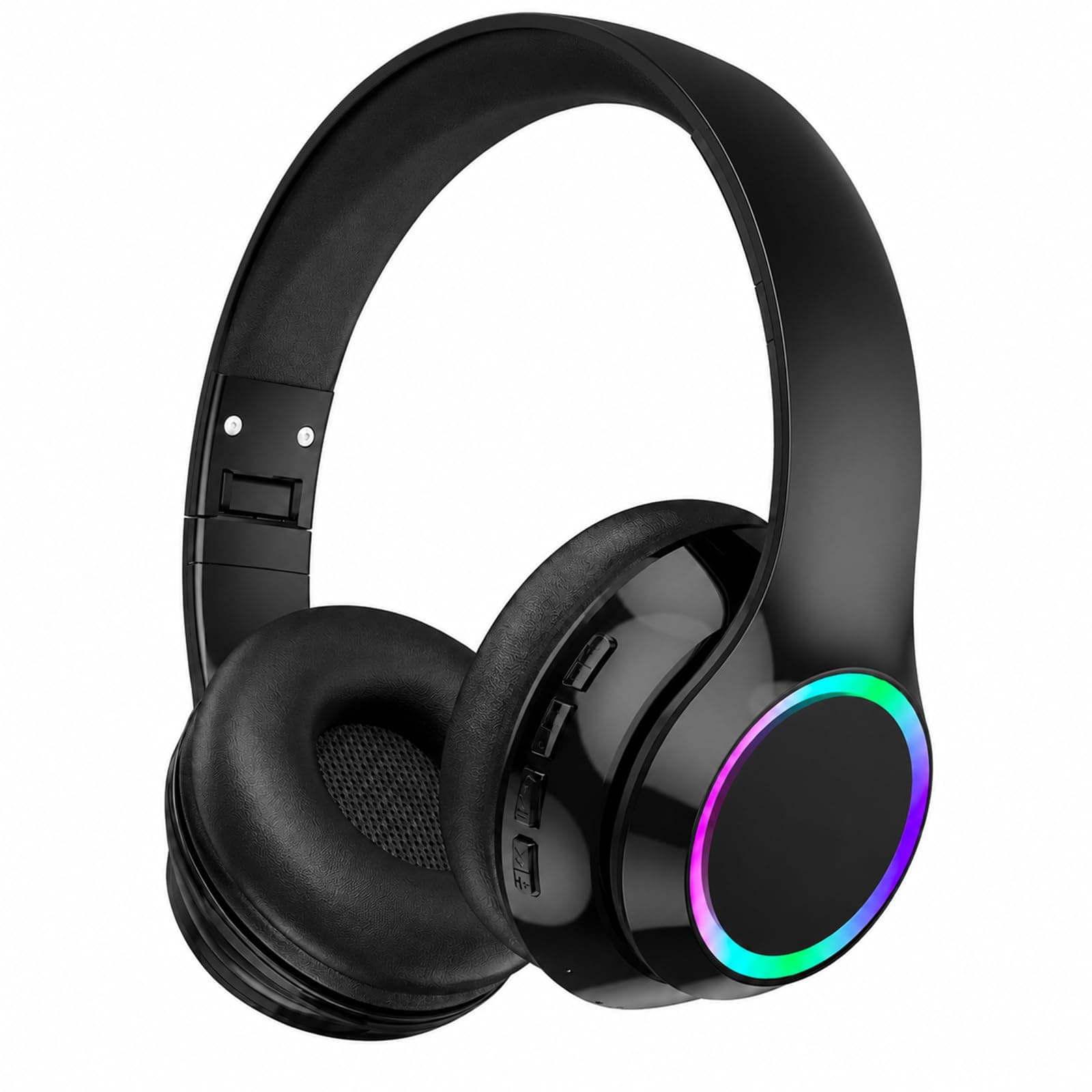 CYSRALFC Bluetooth Headphones, Over Ear Wireless Headphones, RGB Light, Foldable Lightweight Headset with Microphone, Wireless Headphones for Cell Phone, Music, Gaming, School, Home Office, TickClip Skip verdict