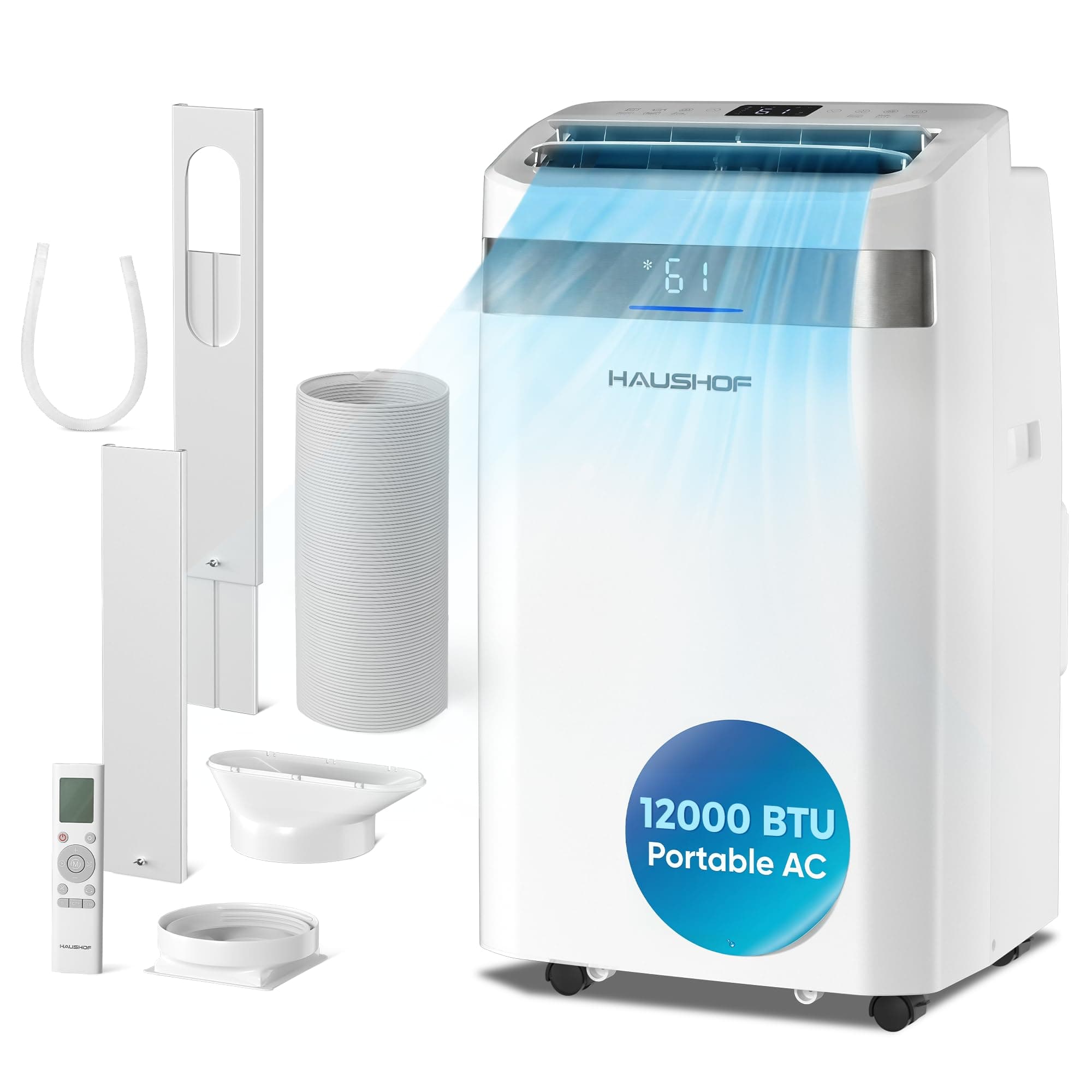 HAUSHOF 12000 BTU Portable Air Conditioners, Portable AC with Cool, Fan, Dry & Sleep Mode, AC Unit Portable with 35°-70° Auto Swing, Remote Control,24H Timer, Window Kit & Exhaust Hose Sleeve Included, TickClip Skip verdict