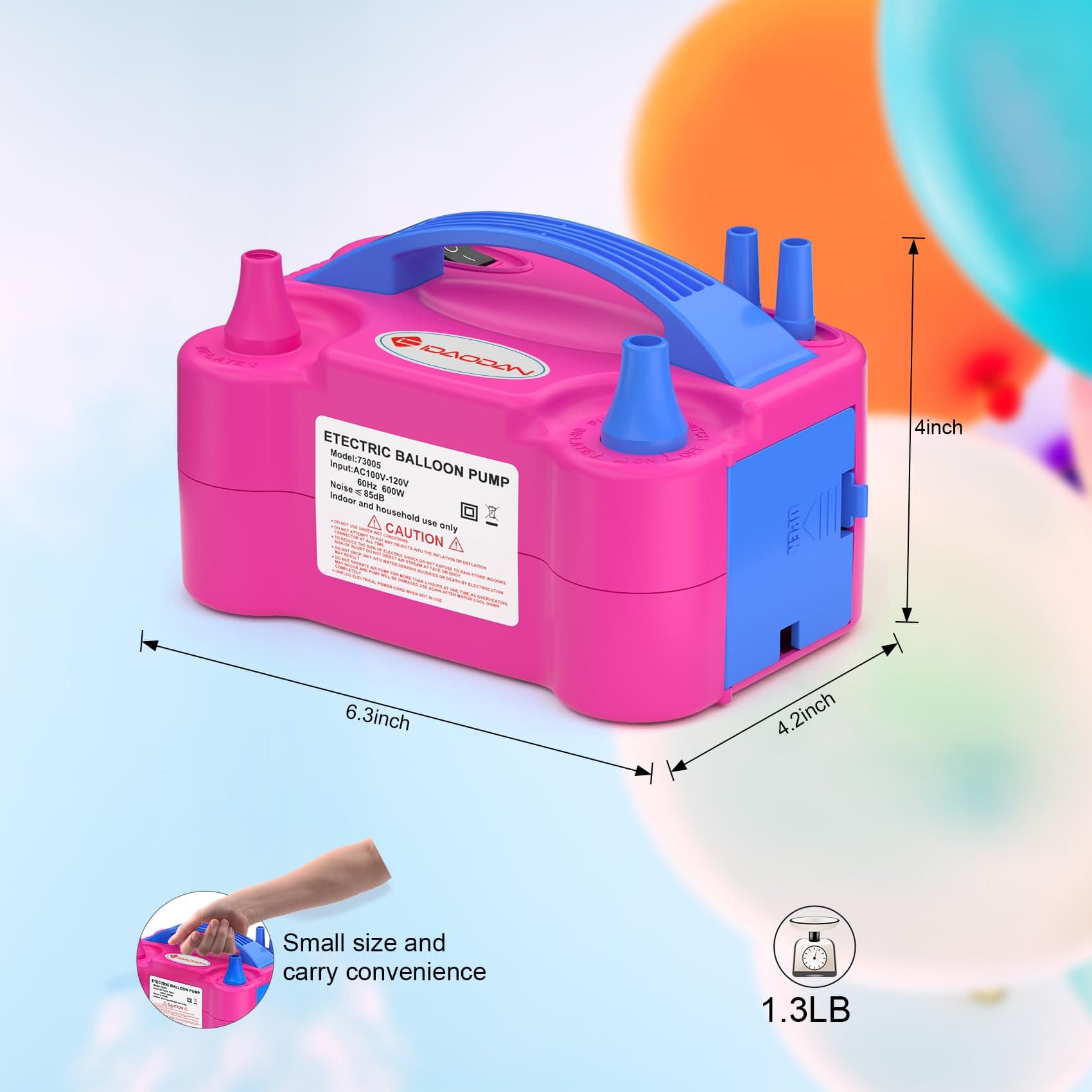 IDAODAN Electric Balloon Pump, Portable Electric Balloon Blower Machine Inflator Air Pump for Party Decorations, view 5