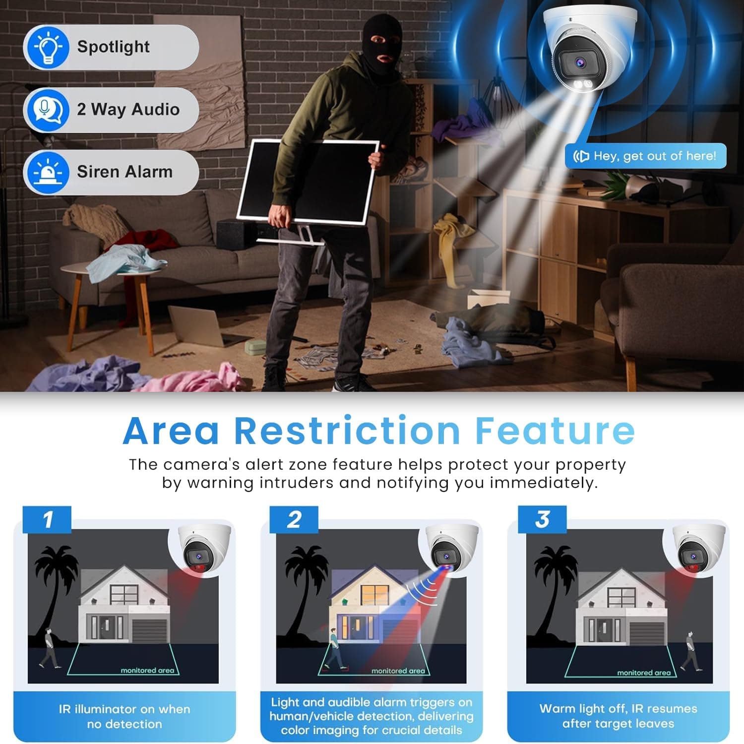 OHBET DahuaSecurity 5MP POE IP Turret Camera, view 3