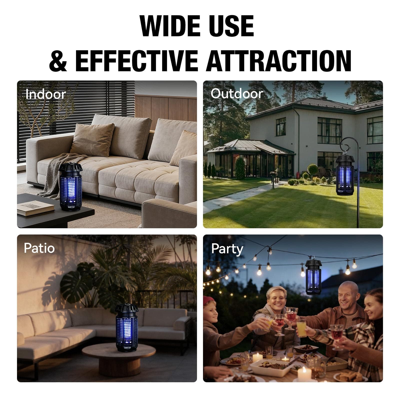 BALDR Bug Zapper Outdoor Indoor, 20W Power & 4200V Instant Grid Mosquito Repellent, Coverage of 1/2 Acre Fly Trap for Patio, Backyard, Home,2 Pack, view 4