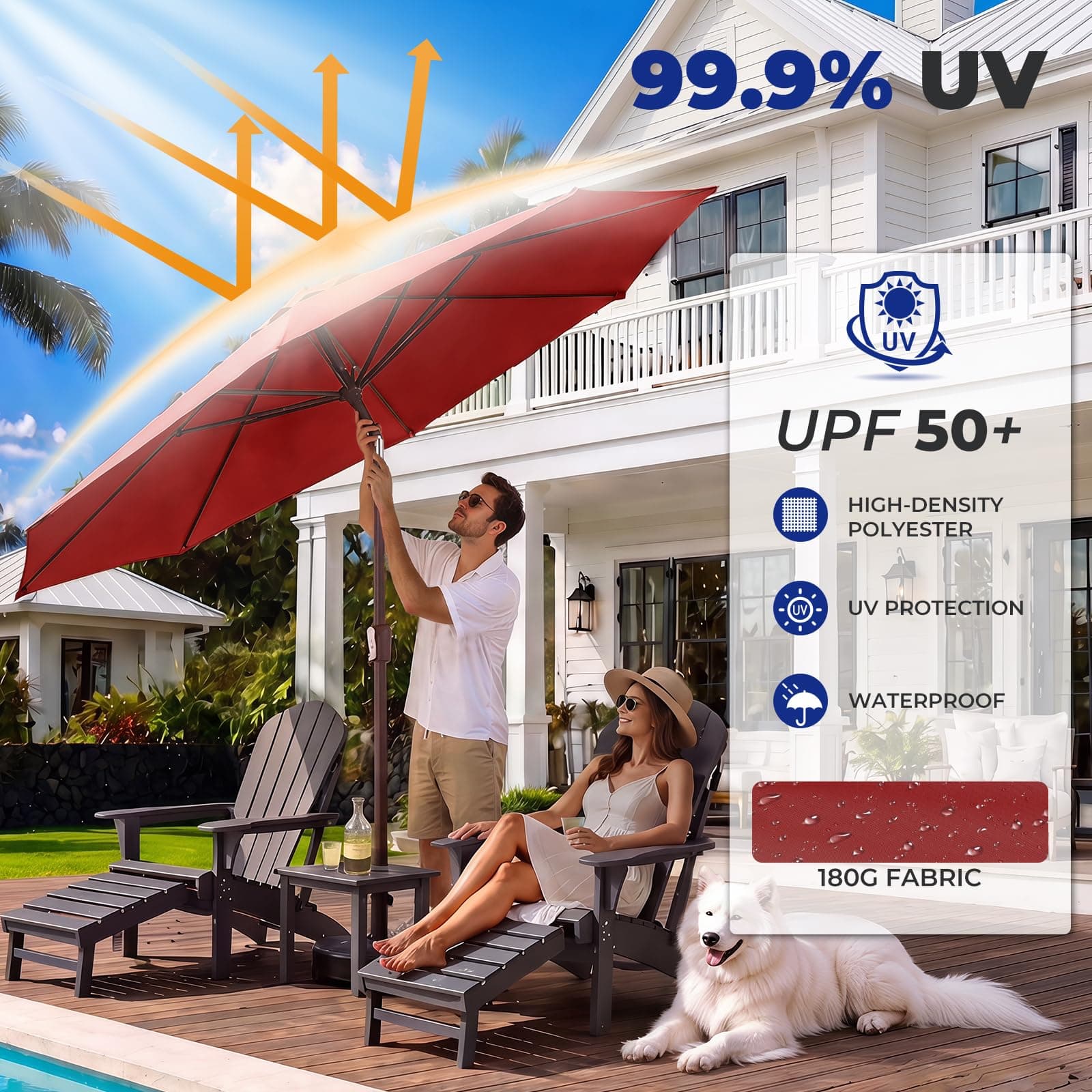BRIOPAWS 9FT-Patio-Umbrella w/Push Button Tilt & Crank | Red, view 4