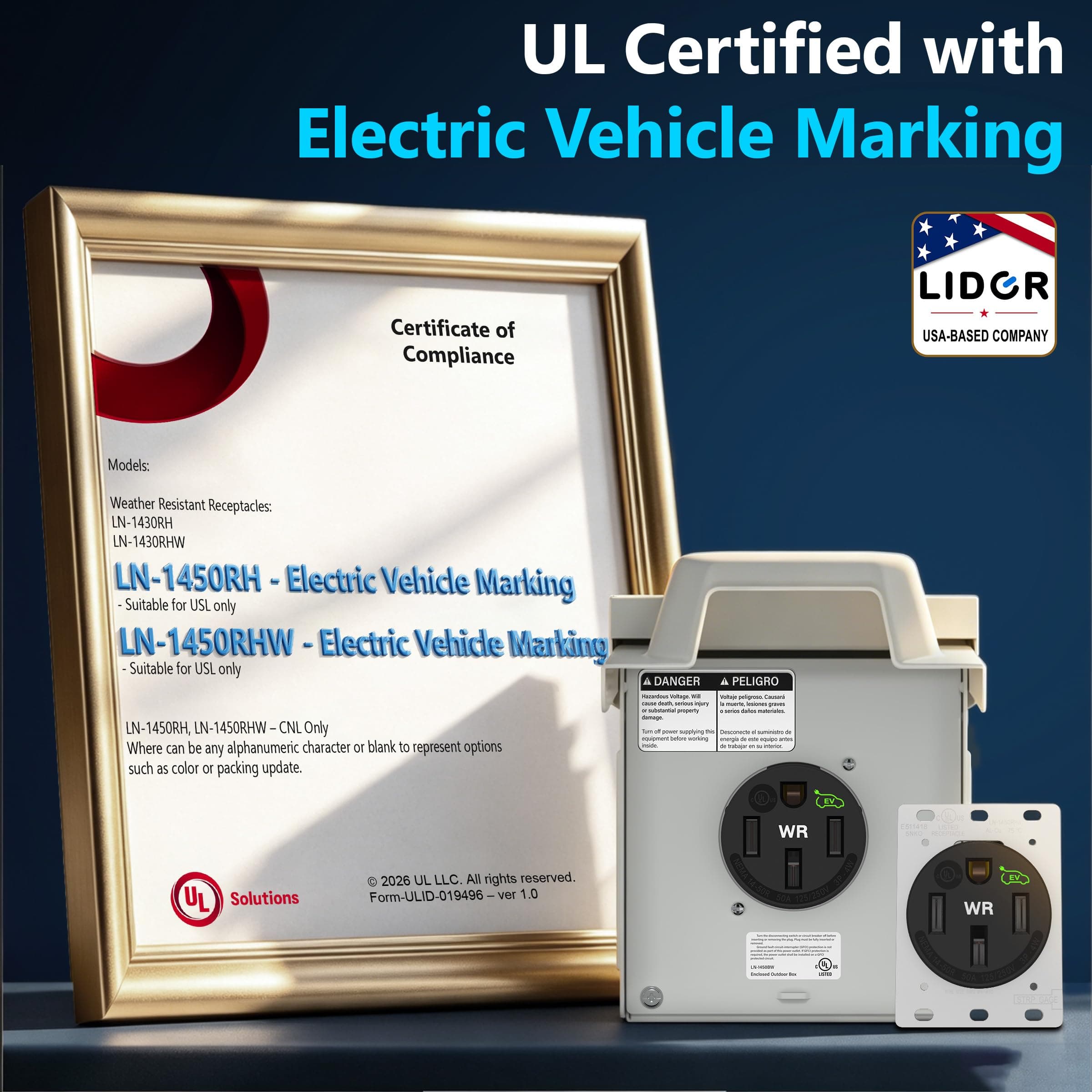 LIDER Extra Weather-Resistant Flush Receptacle, NEMA 14-50R, UL Listed, view 2