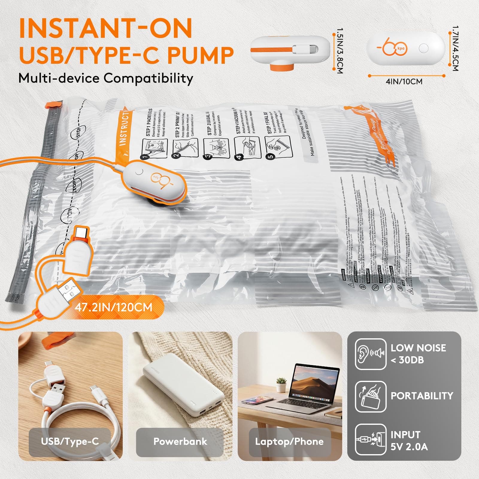 16 Packs Vacuum Seal Bags with USB/Type-C Pump, 3 Sizes Travel Vacuum Storage Bags for Clothing, Vacuum Packing Bags for Closet Organization, Bedding & Seasonal Storage, view 2