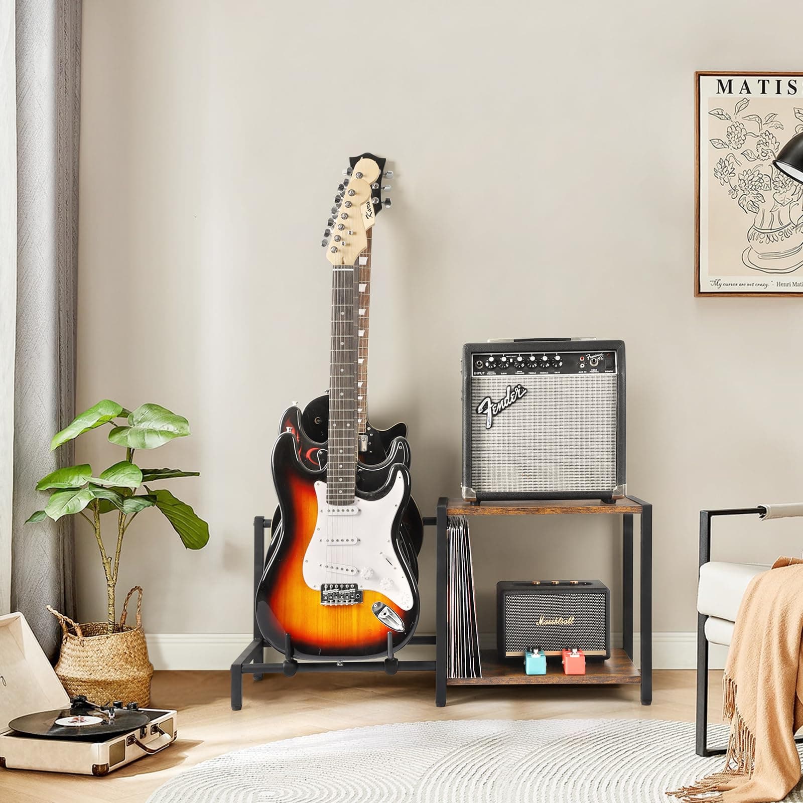 Bikoney Guitar Stands Floor with Guitar Amp Stand Vintage Brown, view 7