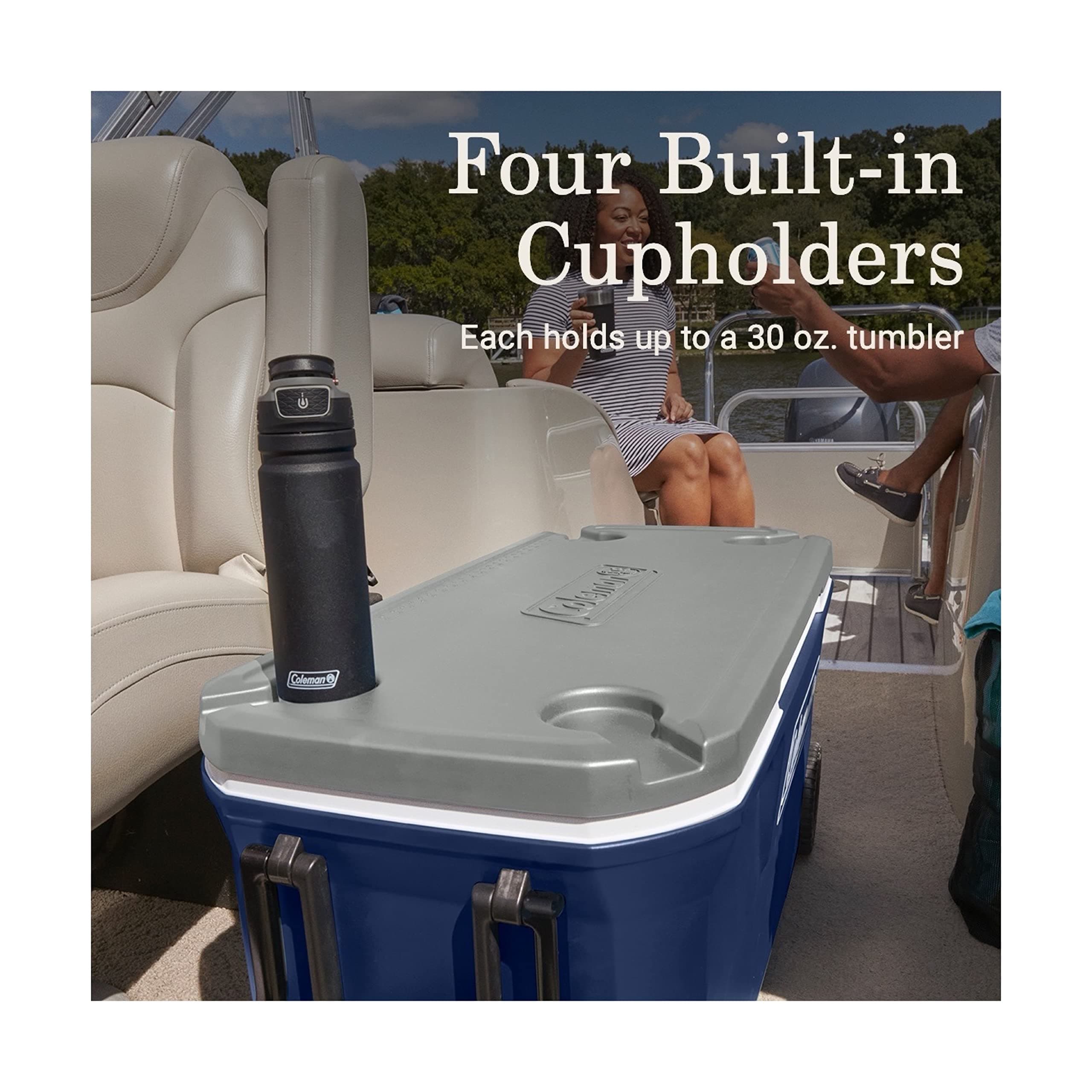 Coleman Classic Series Insulated Portable Rolling Cooler with Wheels, Leak-Resistant Outdoor Hard Cooler Keeps Ice up to 5 Days, 100-Quart, view 5