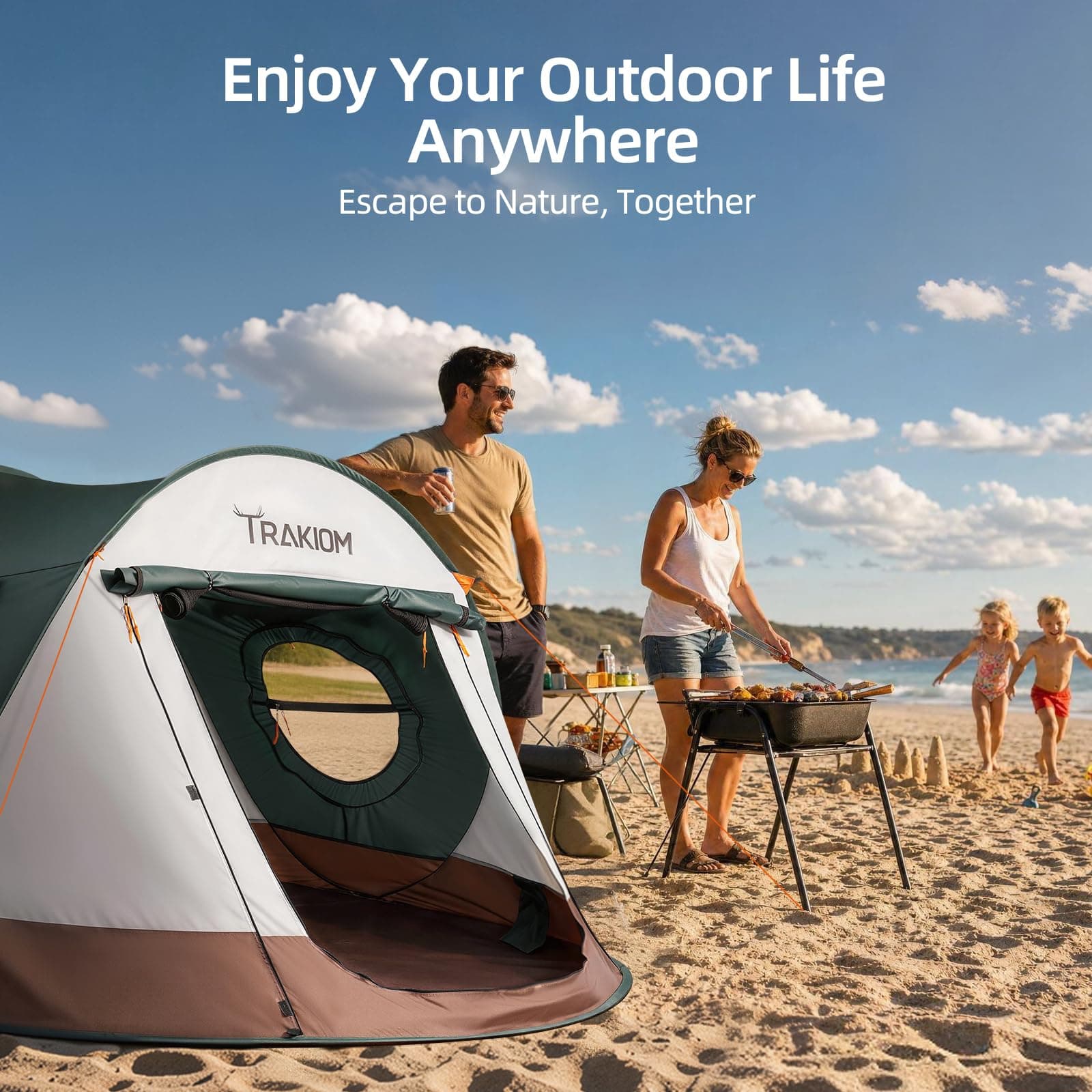Trakiom Pop Up Tent 4 Person Instant Waterproof Camping Vestibule, view 6