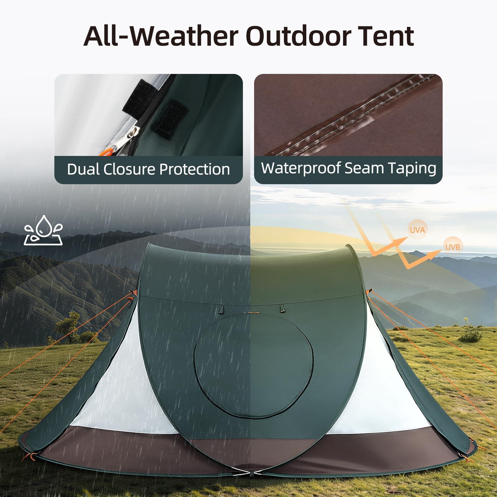 Trakiom Pop Up Tent 4 Person Instant Waterproof Camping Vestibule, view 4