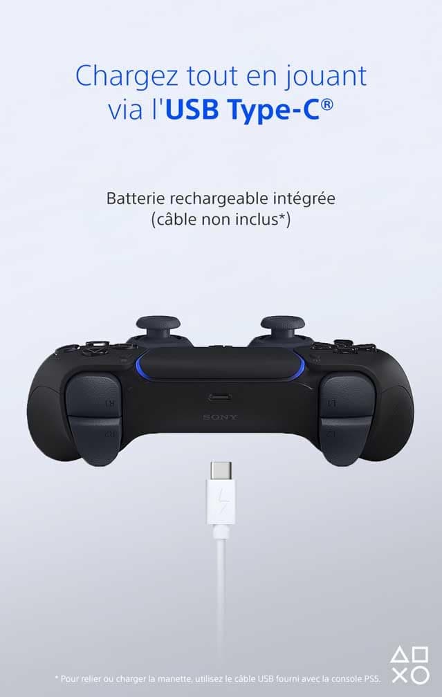 Sony, Manette PlayStation 5 Officielle DualSense, Sans Fil, avec Retour Haptique & Gâchettes Adaptatives, Micro Intégré, Batterie Rechargeable, Compatible PS5/PC, Couleur : Midnight Black, view 6