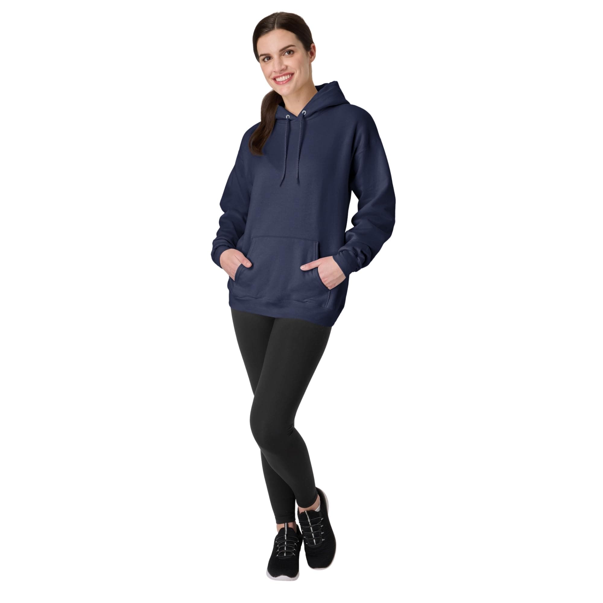 Hanes Men's Pullover EcoSmart Hooded Sweatshirt, Navy, Large, view 6