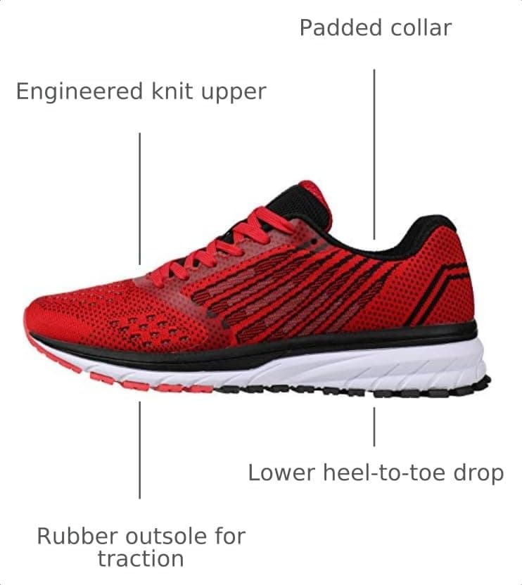 Joomra Whitin Men's Running Shoes Size 8 Red Athletic Sneakers, view 3