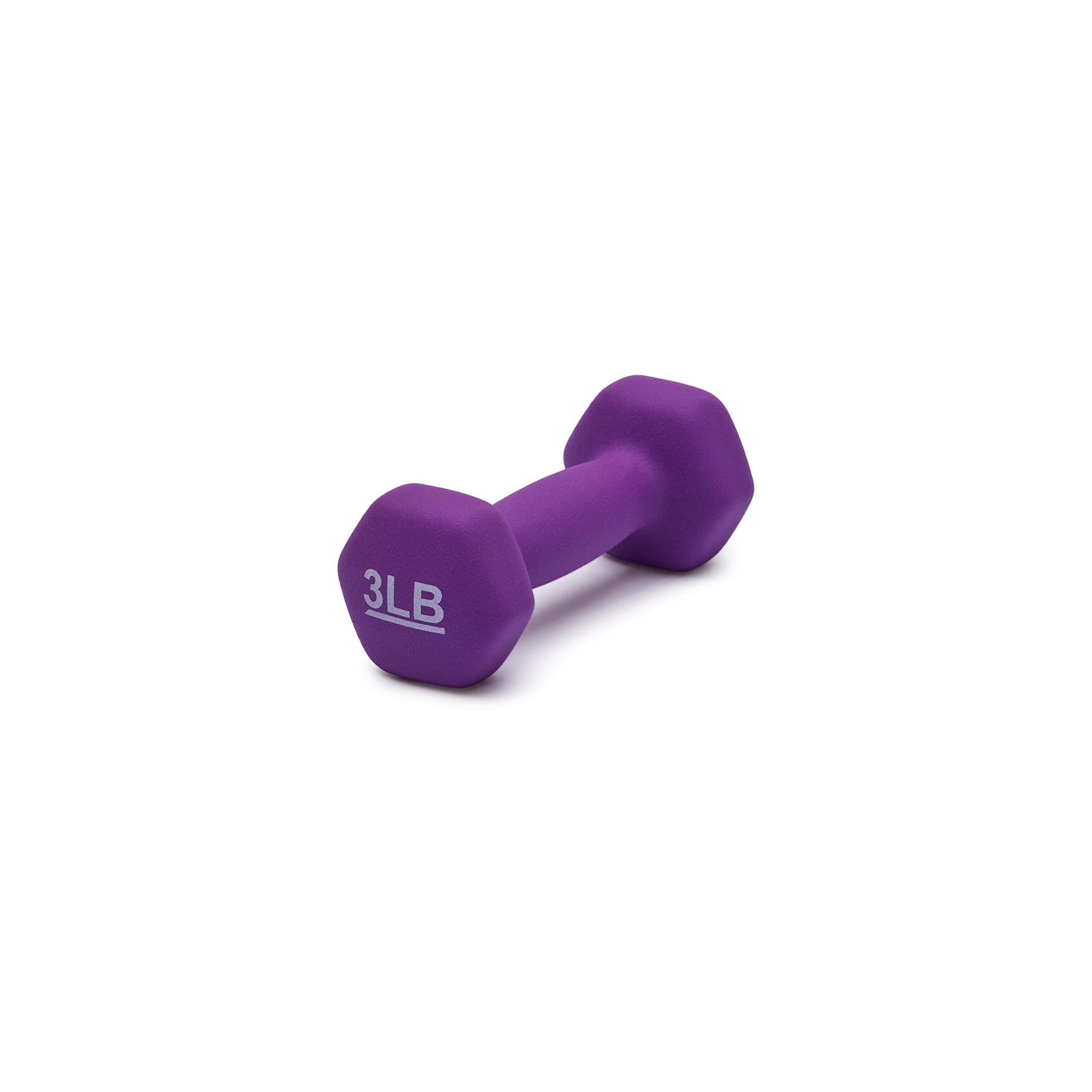 Amazon Basics Neoprene Dumbbell Hand Weights, Easy to Grip, 3 Pounds, Purple, Pair, view 2