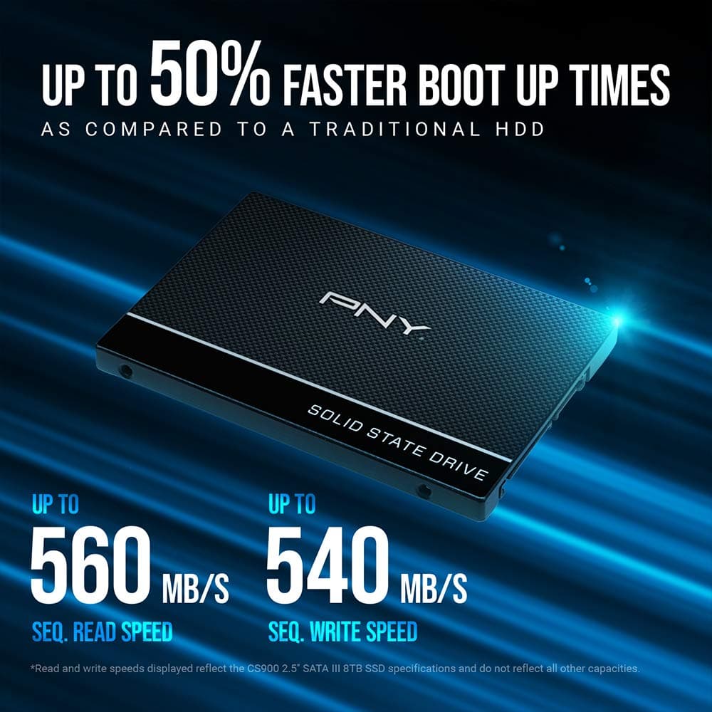 PNY CS900 500GB 3D NAND 2.5" SATA III Internal Solid State Drive (SSD) - (SSD7CS900-500-RB), view 3