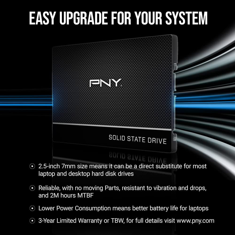 PNY CS900 500GB 3D NAND 2.5" SATA III Internal Solid State Drive (SSD) - (SSD7CS900-500-RB), view 5