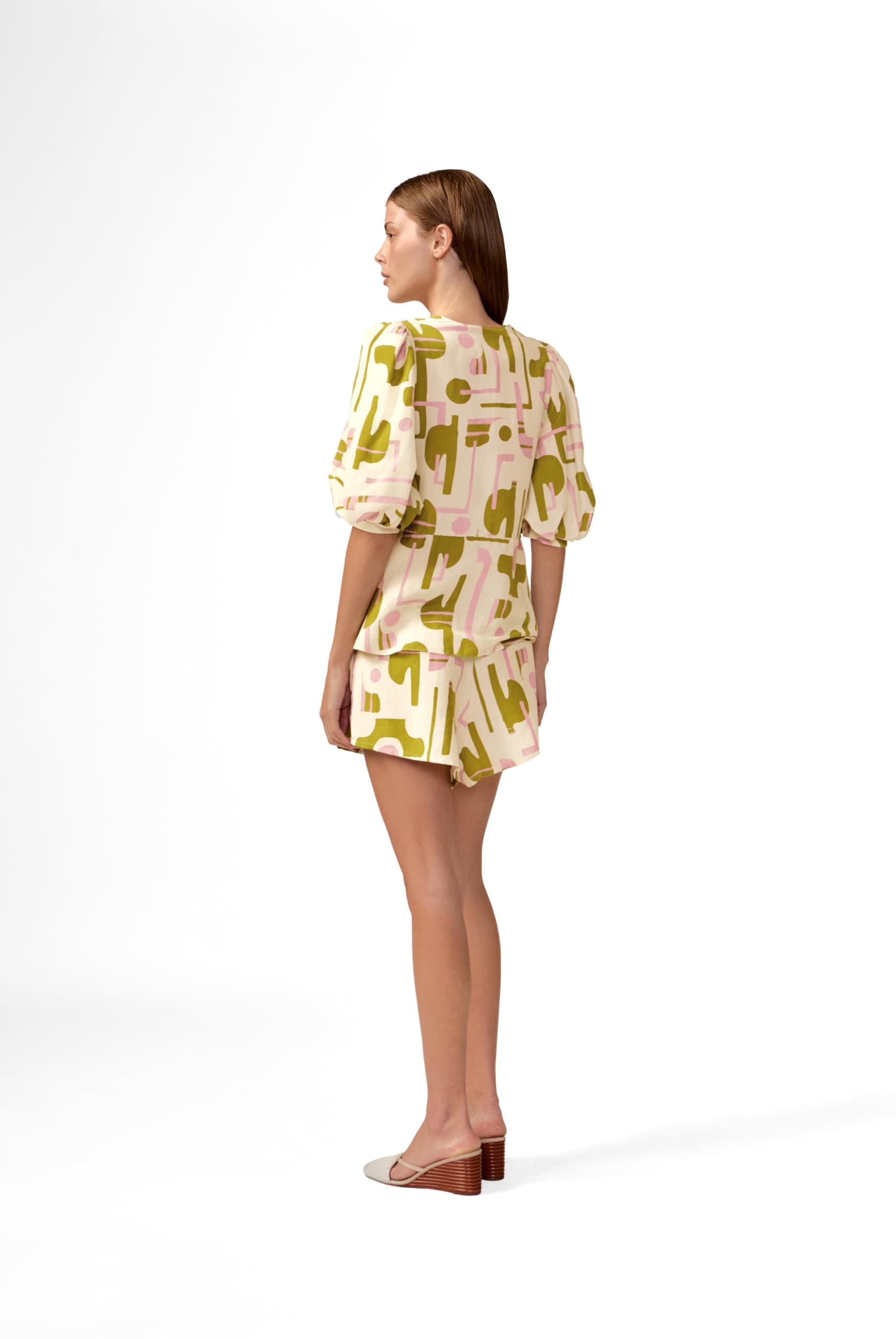 ADRIANA DEGREAS, Balearic Puff Sleeve Blouse, M, Unique, view 2