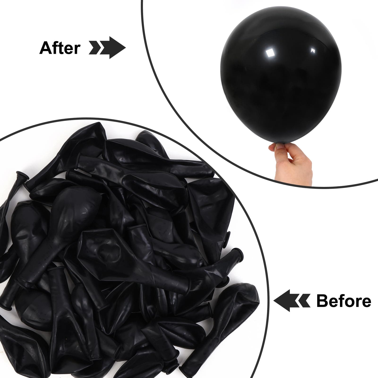 APLANET 150pcs Black Balloons Different Sizes 18 12 10 5 Inch, Latex Balloons for Black Themed Birthday Wedding Baby Shower Party, Black History Month, Grad Anniversary Supplies, Arch Kit Decoration, view 5