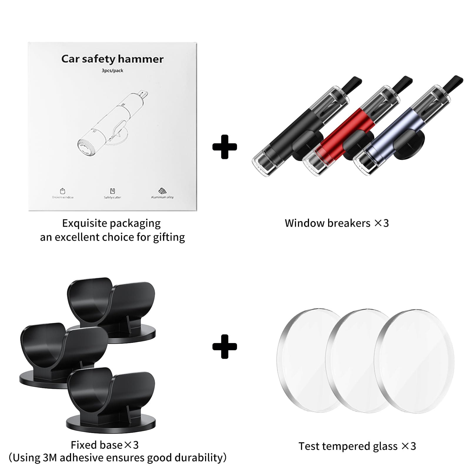 SKINNYON 3-Pack Car Safety Hammer Seatbelt Cutter, 2026 Upgraded Transparent Lid Window Breaker Seatbelt Cutter Underwater, 2 in 1 Emergency Keychains car Window Breaker Tool, New Car Accessories, view 8
