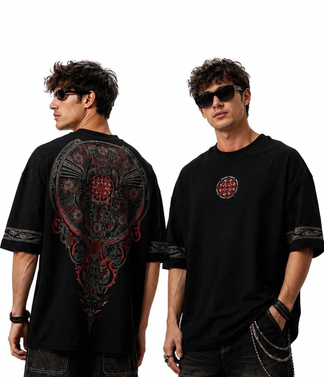 The Souled Store Chakra - Camiseta de manga corta para hombre y niño, cuello redondo, estampado gráfico, algodón, casual, hombros caídos, a la moda, cómoda, urbana, de gran tamaño, Chakra, 46, TickClip Skip verdict
