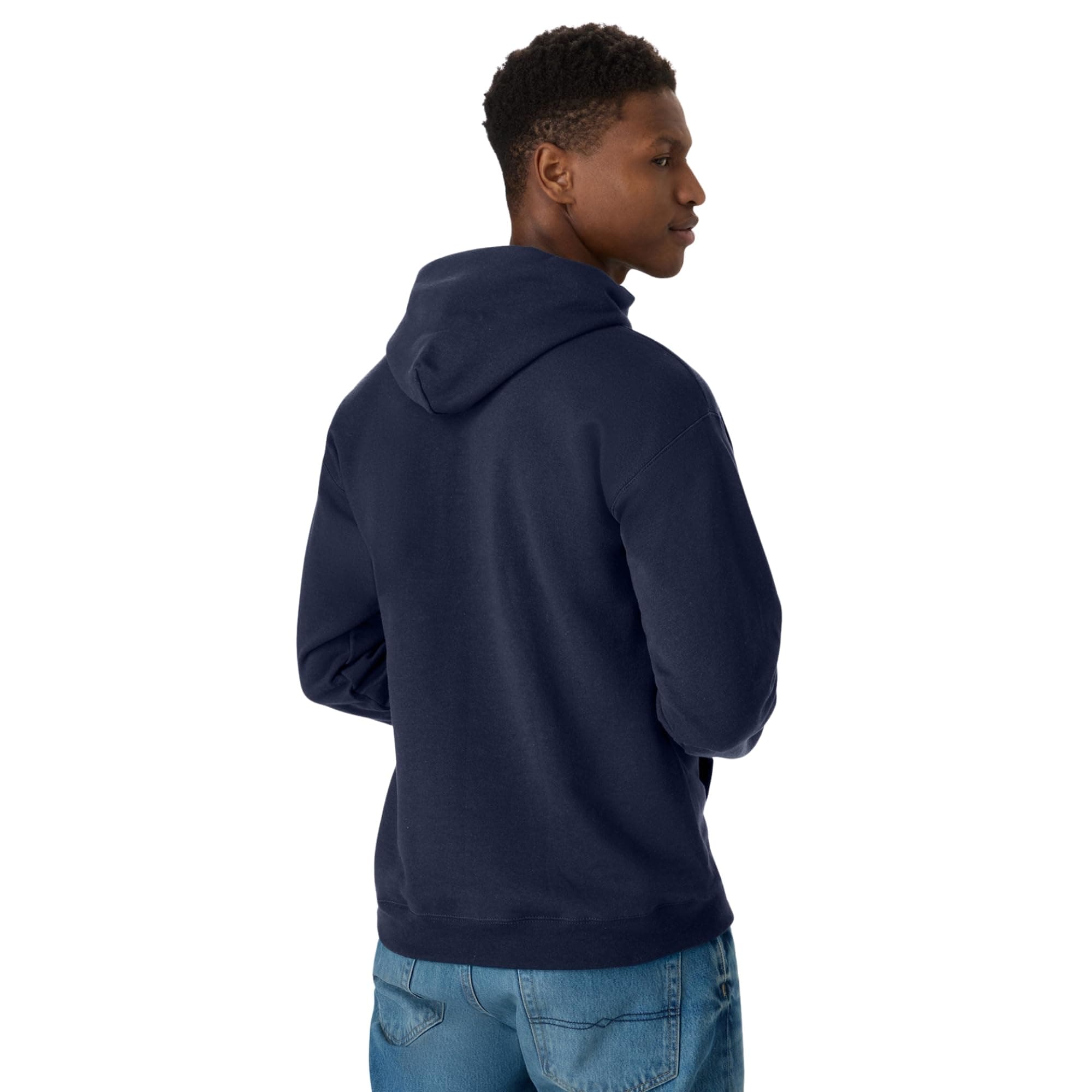 Hanes Men's Pullover EcoSmart Hooded Sweatshirt, Navy, Large, view 2