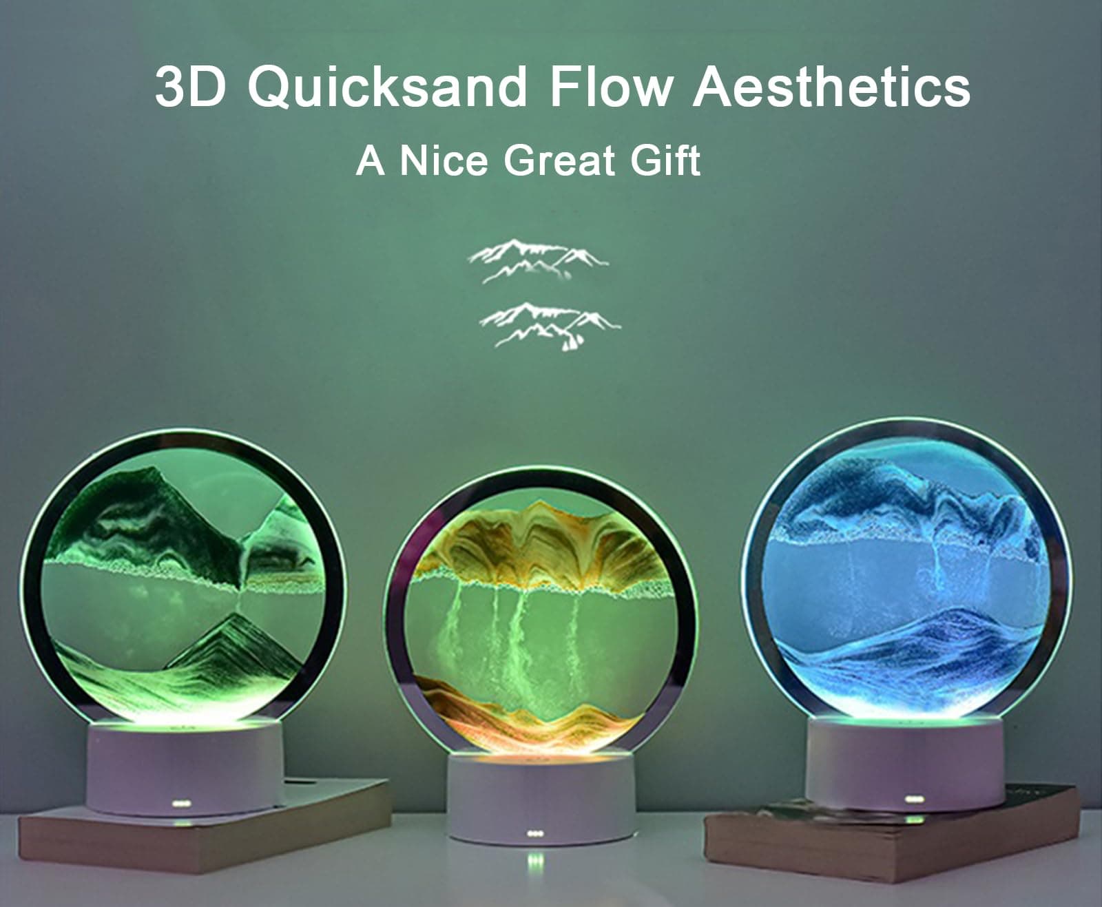 CRLKSSJX Moving Sand Art Lamp, 3DMoving Sand Art, Quicksand Bedside Lamp, Creative Glass Sand Painting Colorful Night Light, Home Relaxation and Office Decoration, view 4