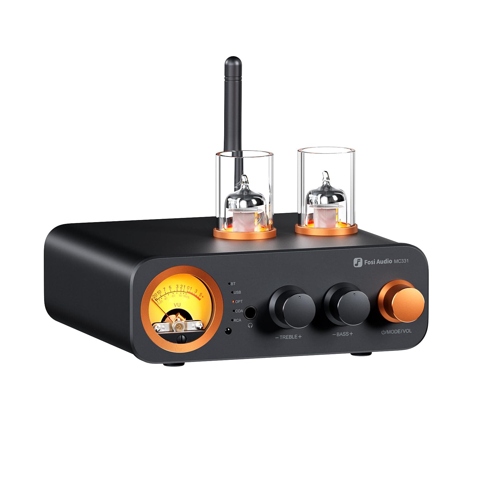Fosi Audio MC331 Röhrenvollverstärker mit DAC, 2 Kanal Heim Stereo Audio Verstärker für HiFi Regallautsprecher/3,5mm Kopfhörer, Retro VU-Messer Vorverstärker mit Bluetooth und USB/Opt/Coax/RCA, TickClip Clip verdict