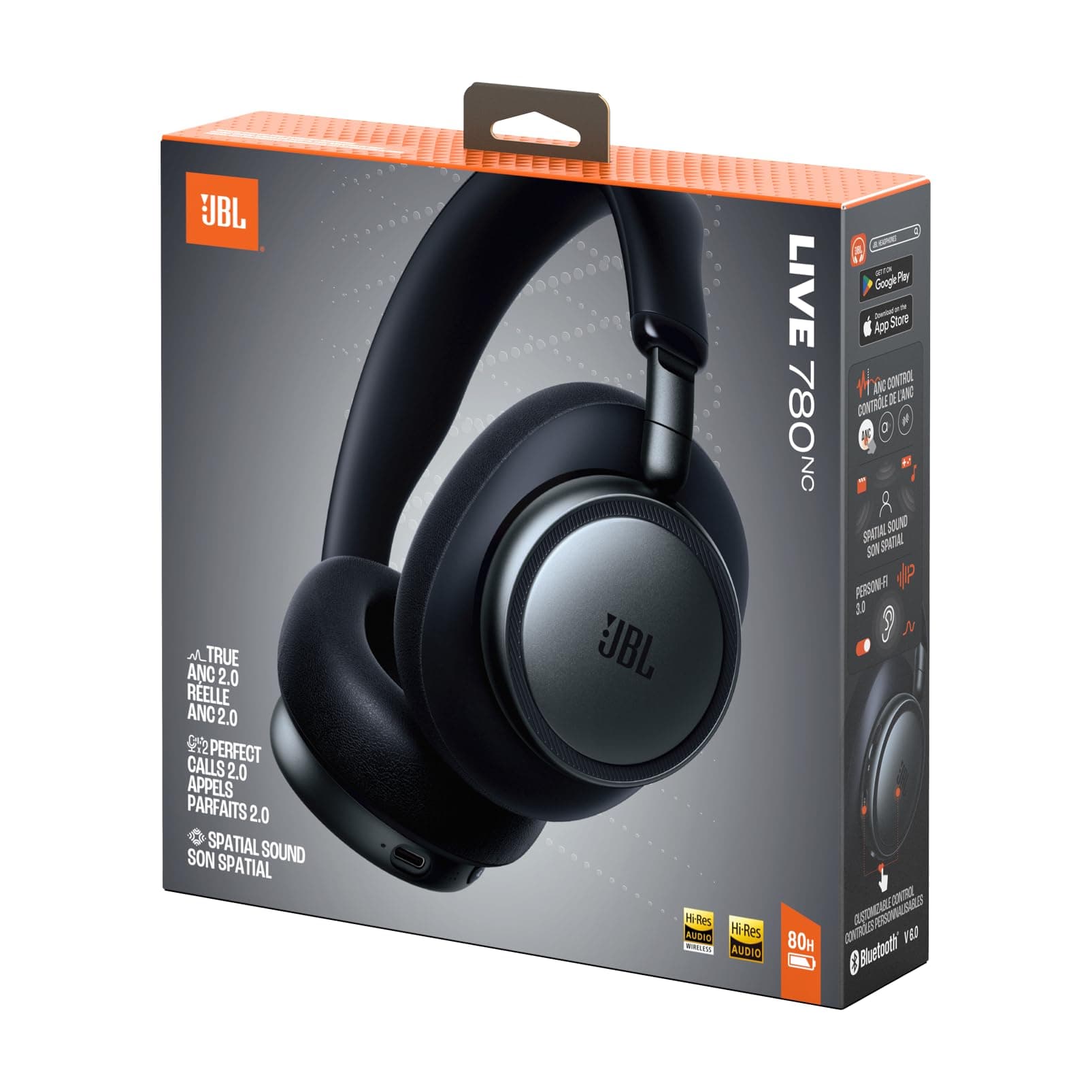 JBL Live 780NC, Auriculares Over-Ear Inalámbricos con Bluetooth, Negro, view 8