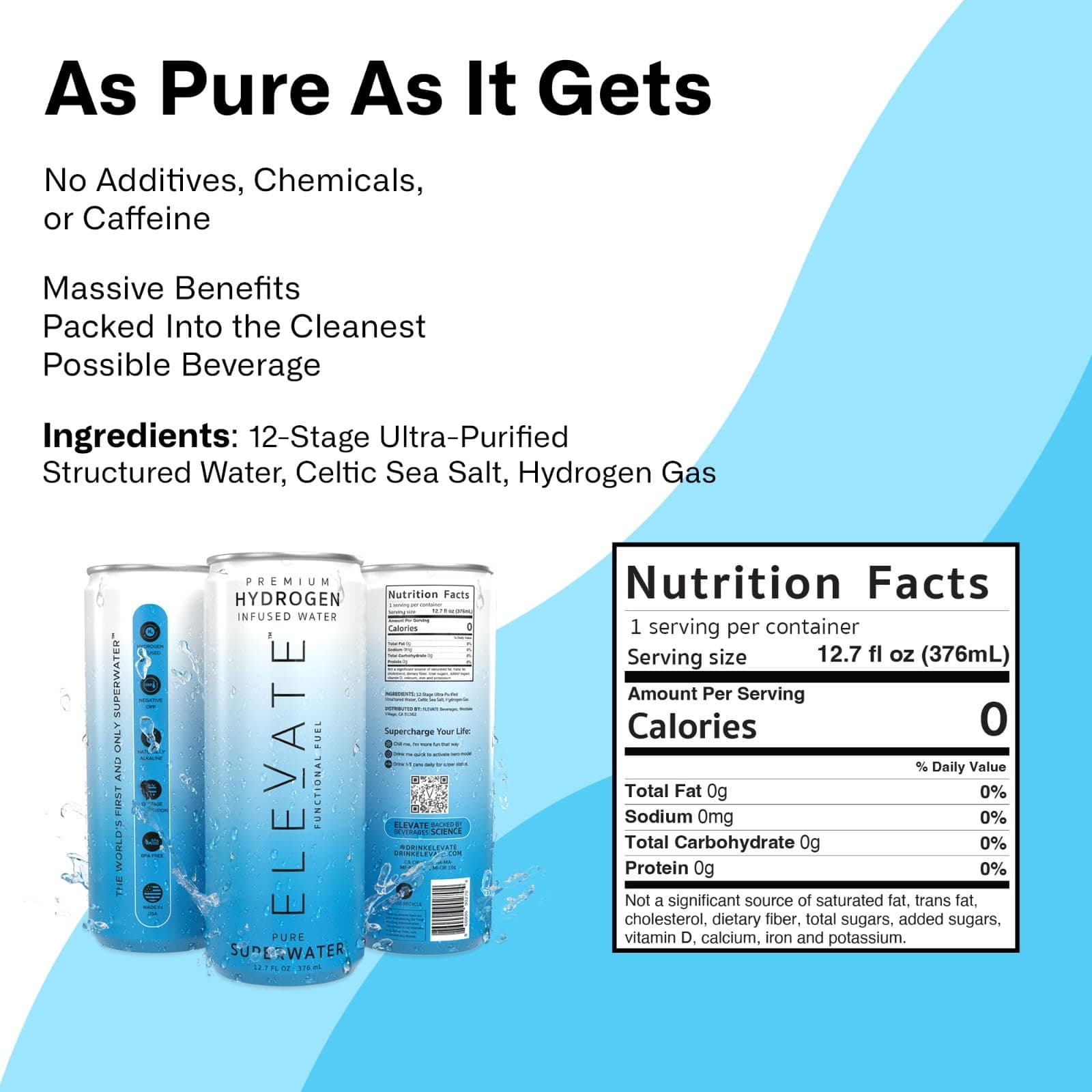 Elevate Premium Hydrogen Water,Supports Recovery,Backed by Science -12 Pack, view 2