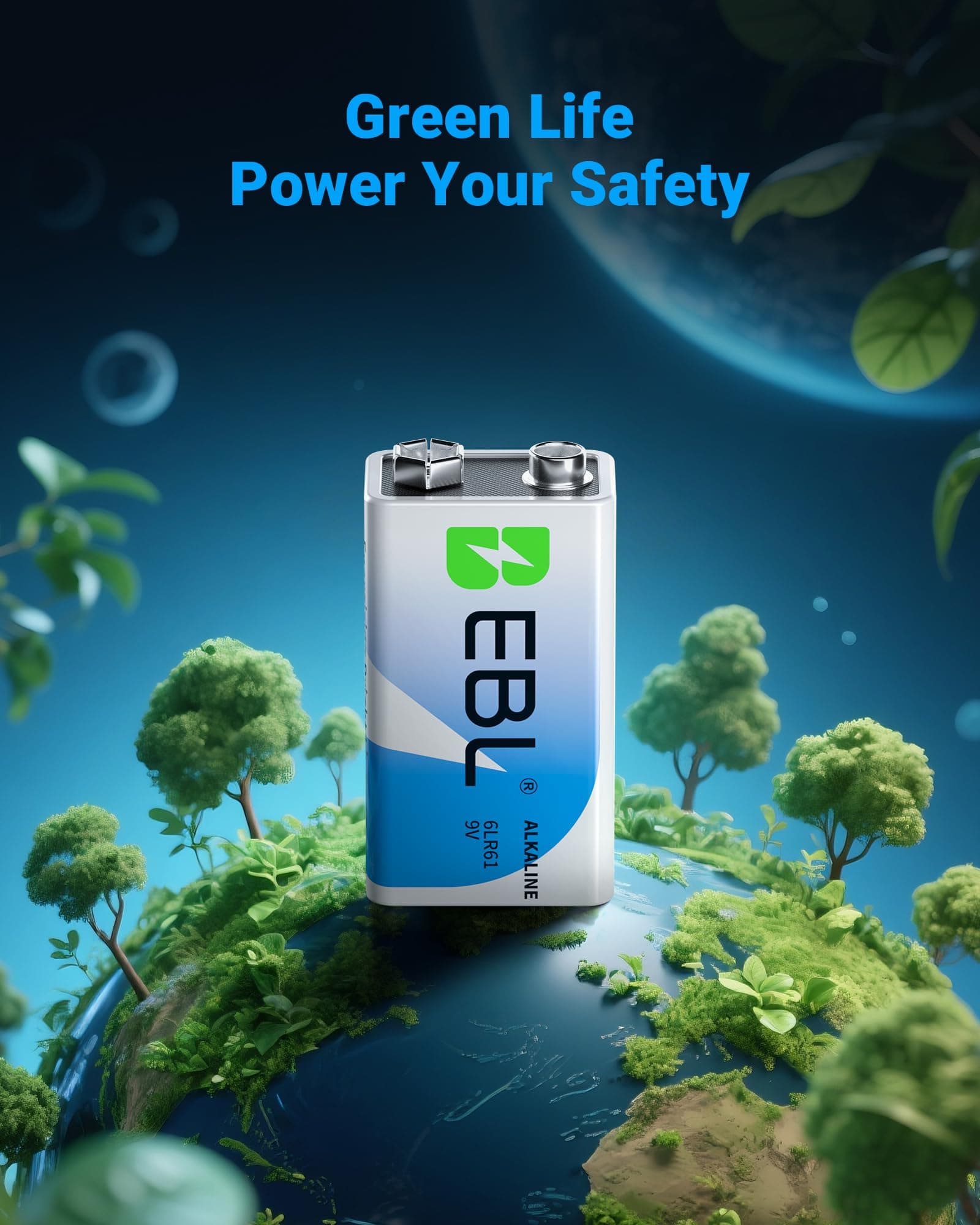 EBL 9V Batteries 8 Pack, Alkaline Power 9 Volt Battery,7-Year Shelf Life, view 6