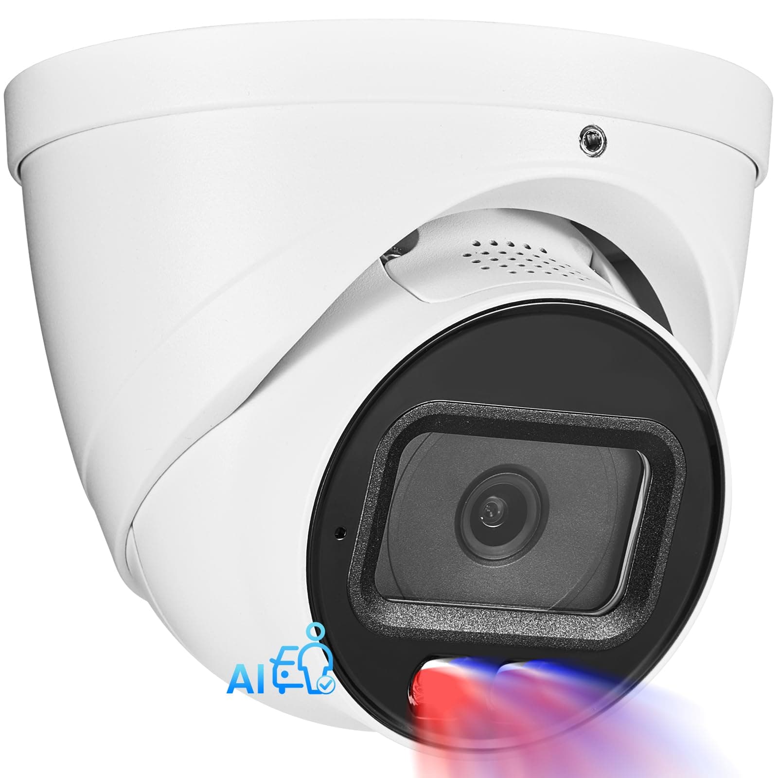 OHBET DahuaSecurity 4K 8MP PoE IP Camera, Strobe Red & Blue Light and Audio Alarm, Metal Turret Security Camera Outdoor, Two Way Audio, Color Night Vision, Human Vehicle Detection, 2.8mm Lens, IP67, view 7