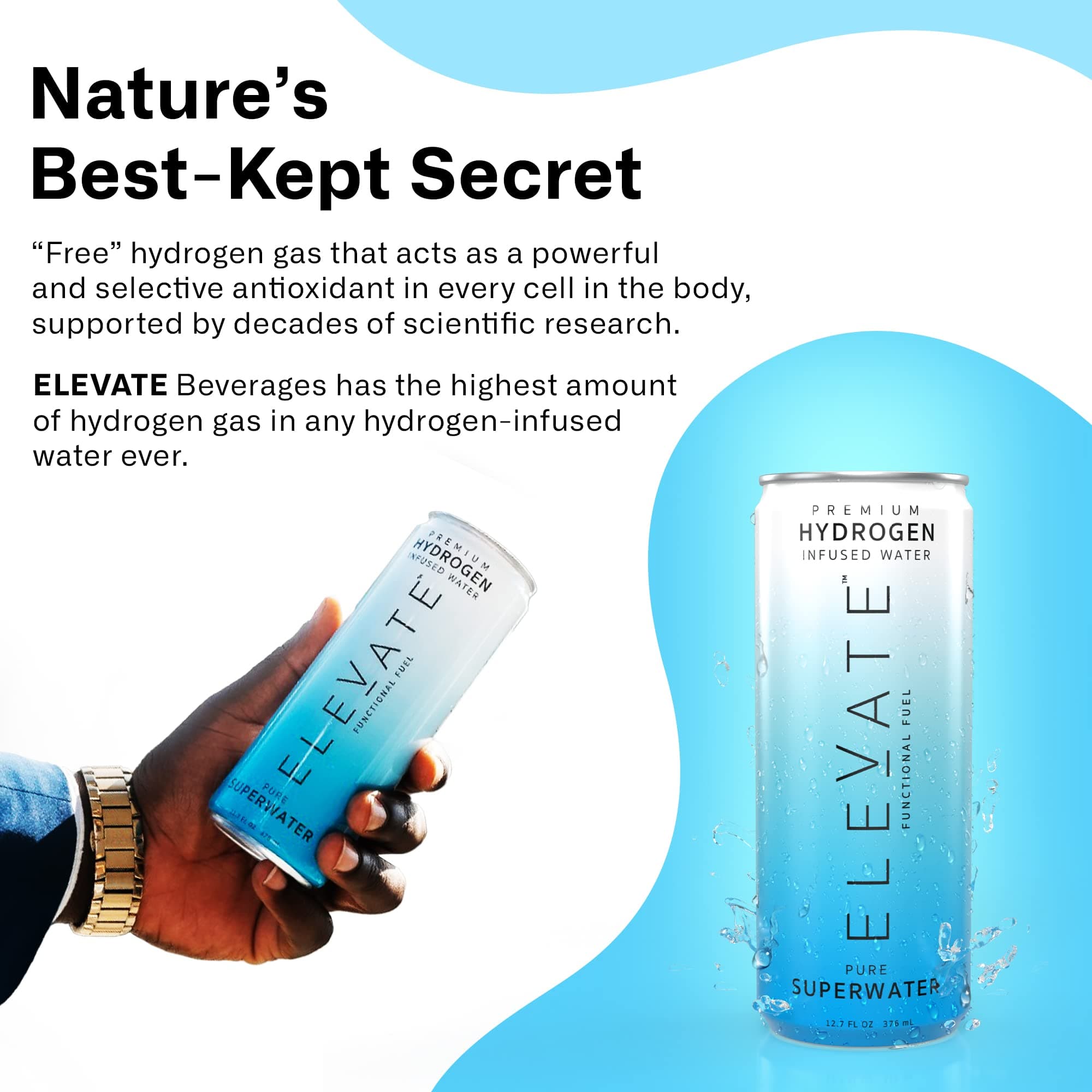 Elevate Premium Hydrogen Water,Supports Recovery,Backed by Science -12 Pack, view 4