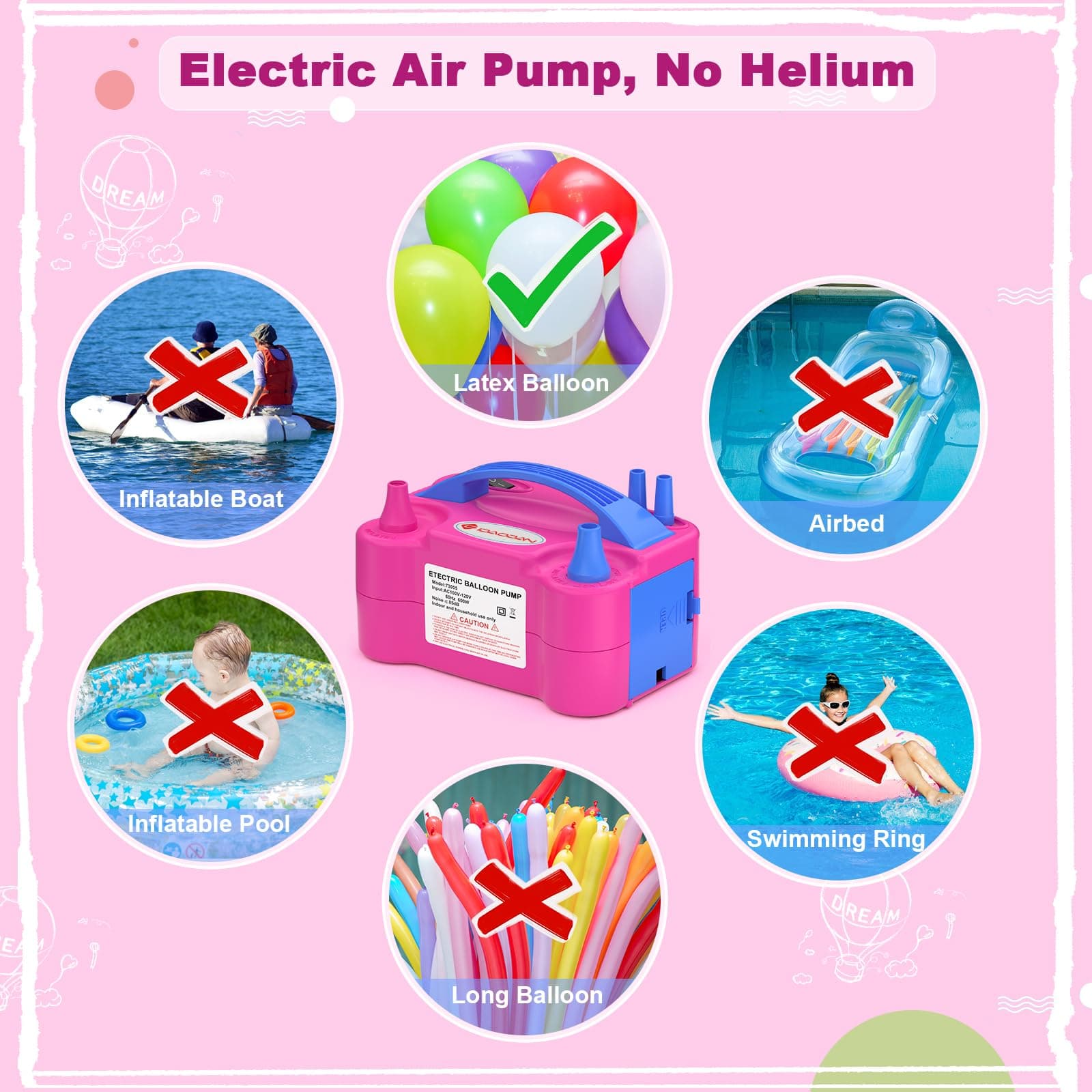 IDAODAN Electric Balloon Pump, Portable Electric Balloon Blower Machine Inflator Air Pump for Party Decorations, view 6