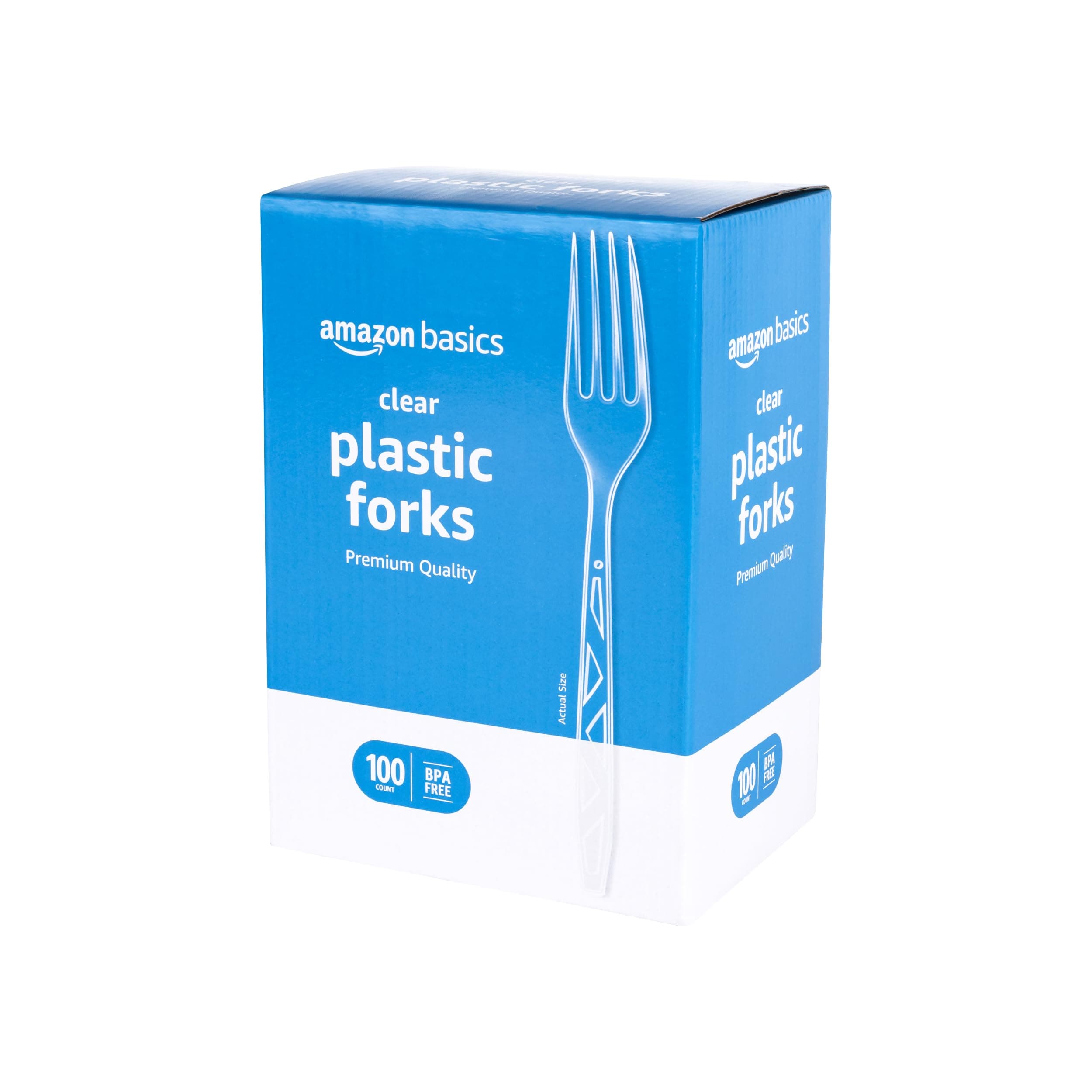 Amazon Basics Disposable Clear Plastic Forks, Premium Quality, BPA-Free, for Everyday Use, Party Supply, Events, 100 Count, TickClip Clip verdict