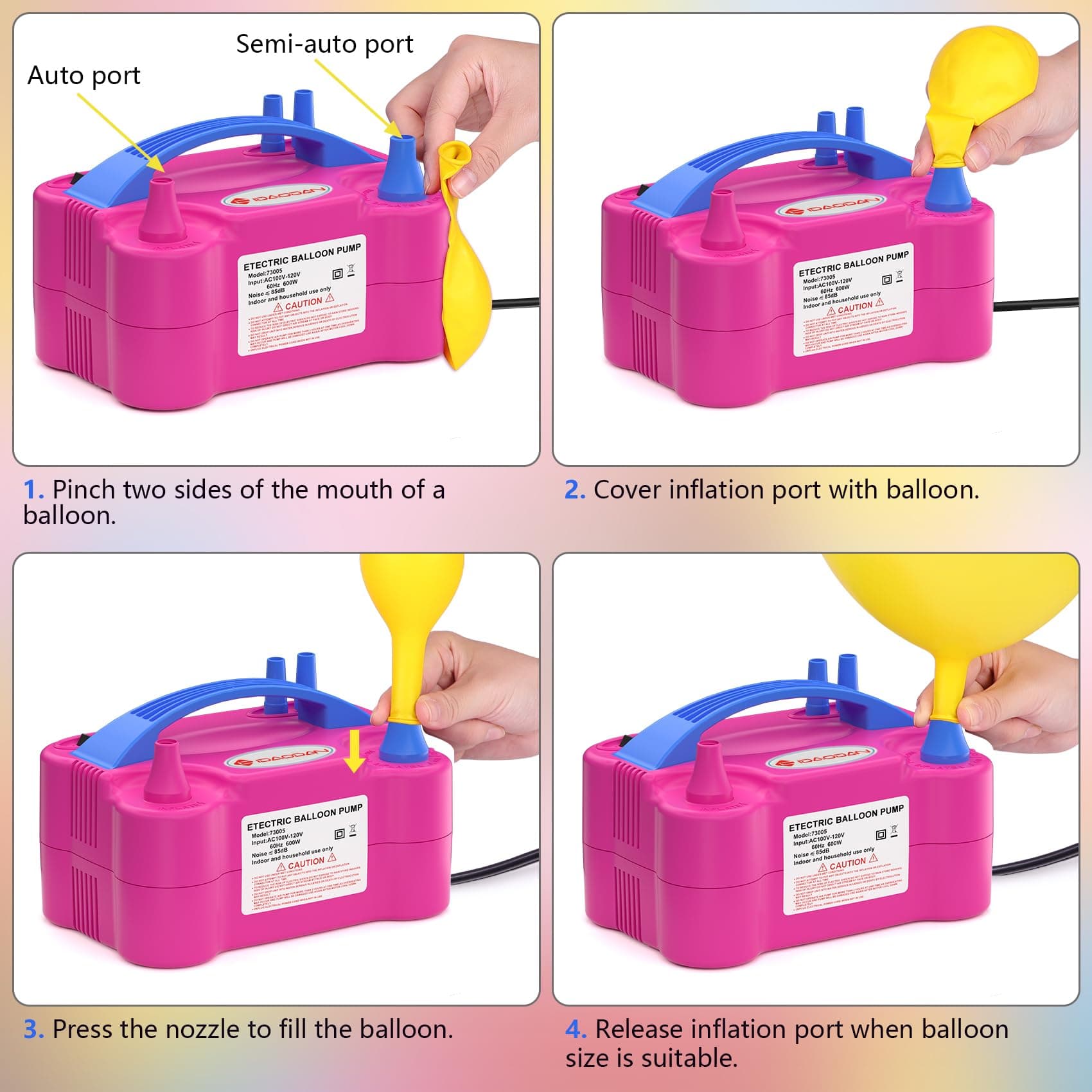 IDAODAN Electric Balloon Pump, Portable Electric Balloon Blower Machine Inflator Air Pump for Party Decorations, view 4
