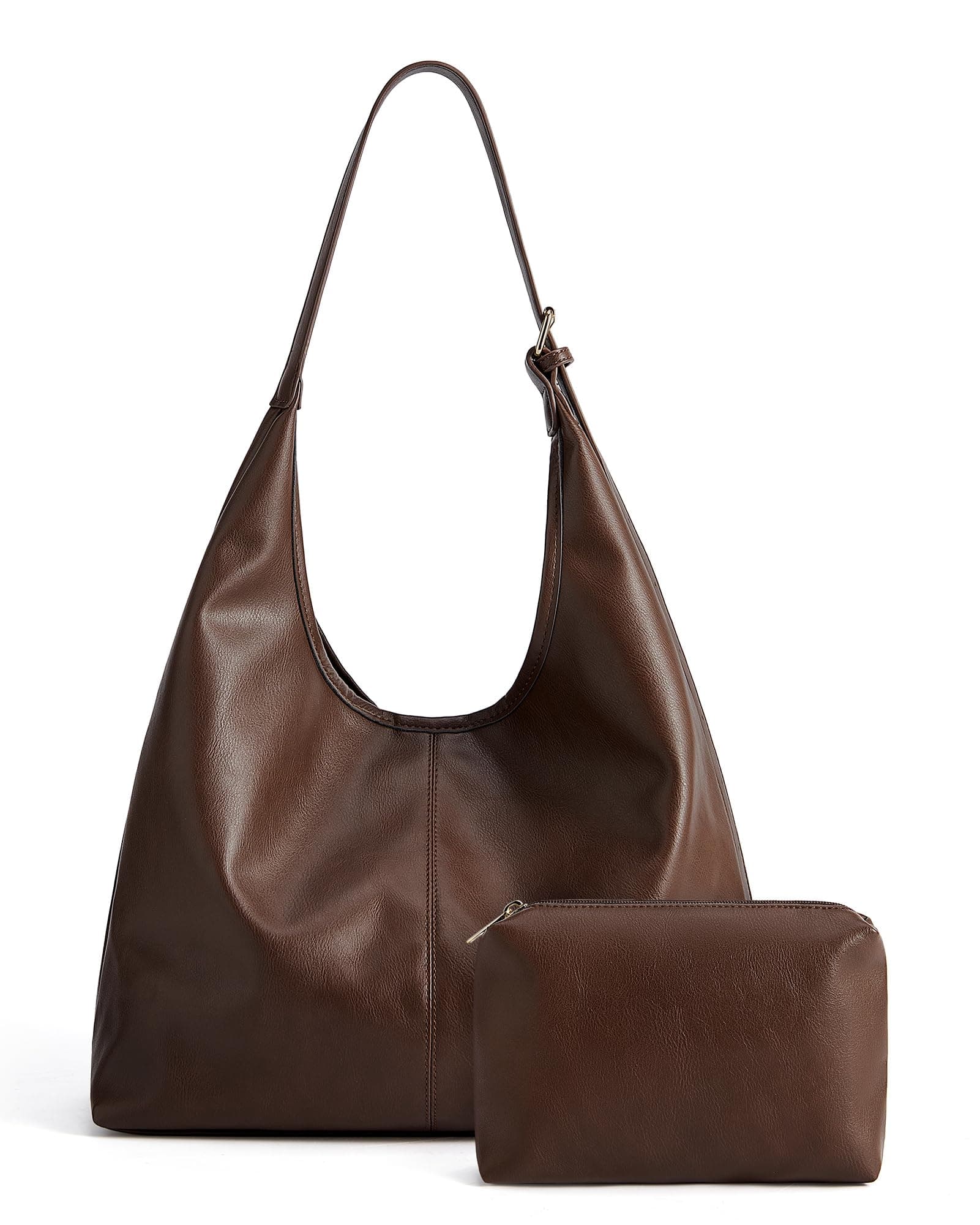 Missnine Hobo Bags Purses for Women, Soft Shoulder Bag Vegan Leather Tote Crossbody Purse Ladies Slouchy Handbag with Pouch, Coffee, TickClip Tick verdict