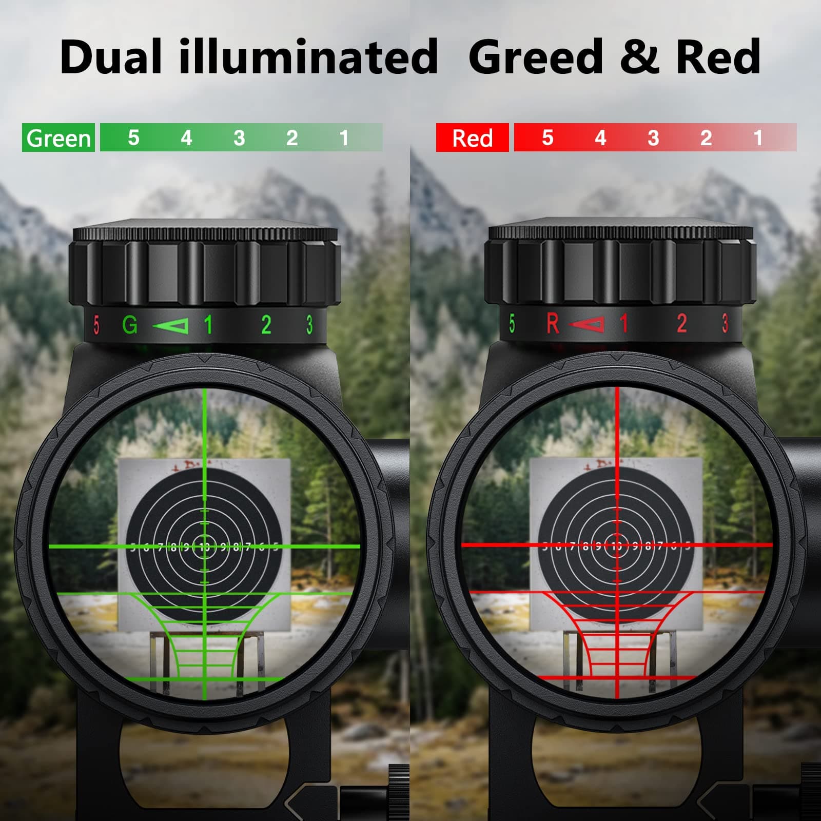 CVLIFE Hunting Rifle Scope 6-24x50 AOE Red and Green Illuminated Gun Scope with Free Mount, view 3