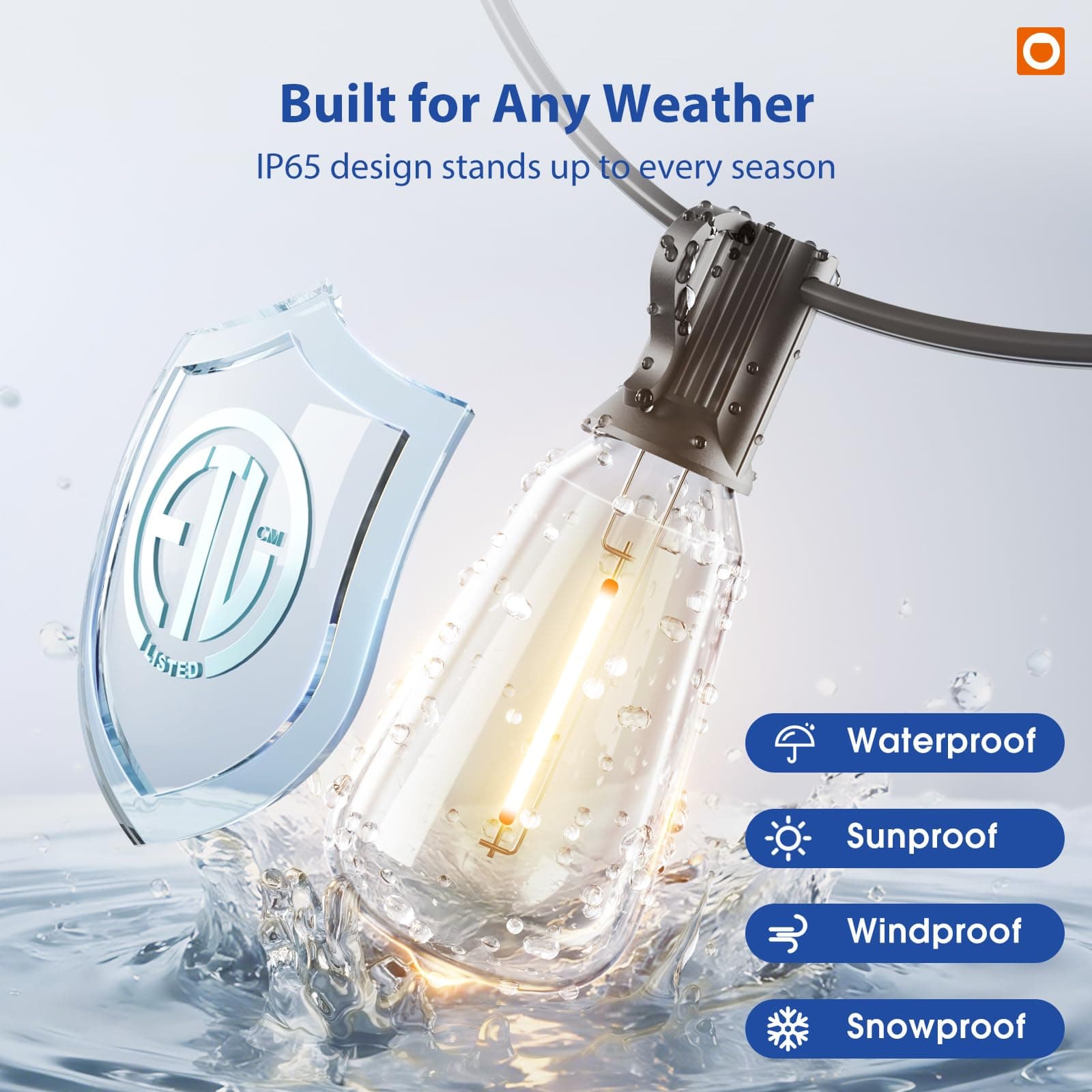 addlon 100FT Outdoor String Lights ST38 LED with Remote Waterproof Dimmable, view 3