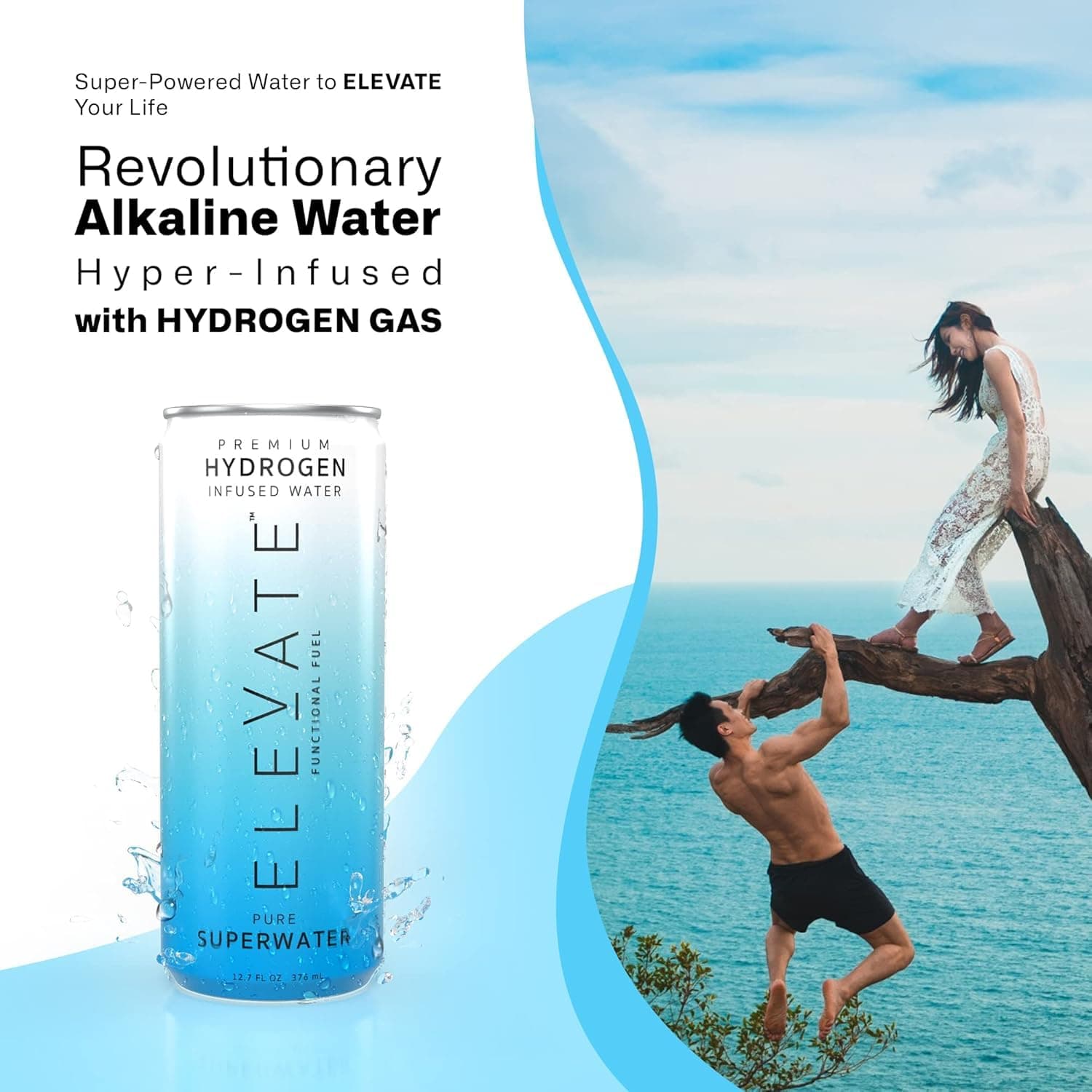 Elevate Premium Hydrogen Water,Supports Recovery,Backed by Science -12 Pack, view 3