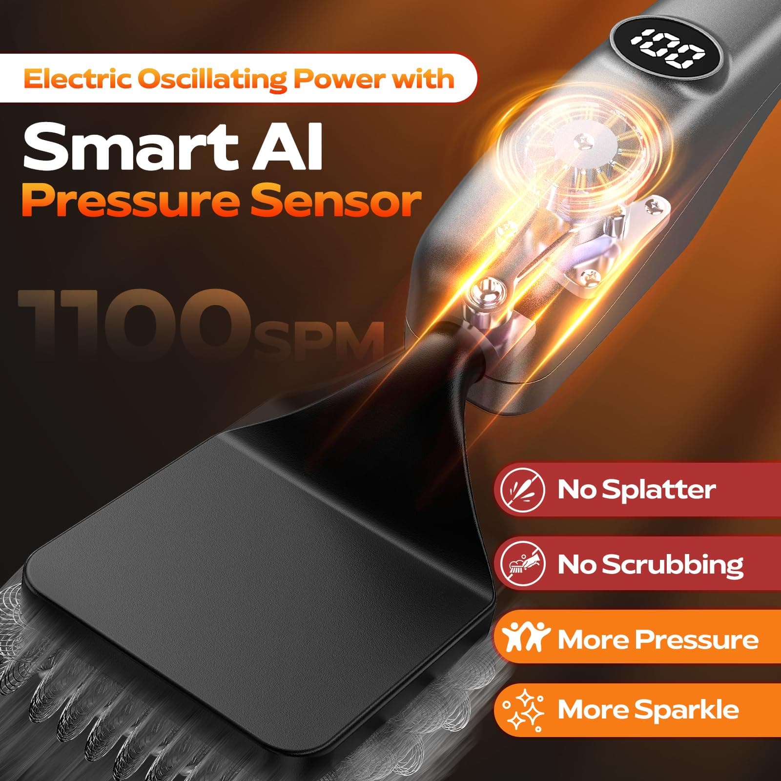 Reciprocating Electric Grill Brush, Fire-Resistant BBQ Grill Brush, Bristle-Free Grill Brush for Outdoor Grill, Grill Cleaner with 3 Heads, Grill Cleaning Brush with 3600 mAn, Silver, view 5