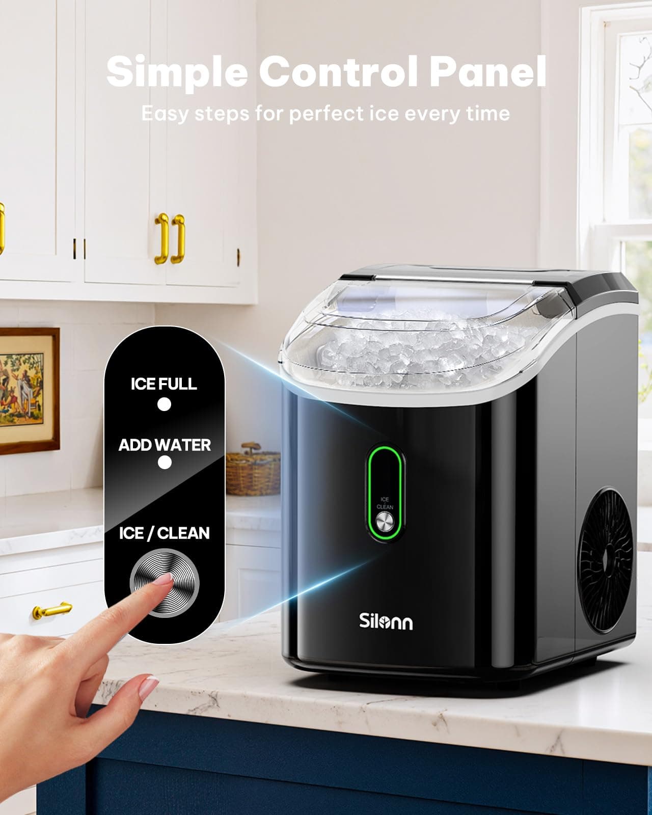 Silonn Nugget Ice Maker Countertop - 36lbs 24H Chewable Pellet Sonic Ice, view 6