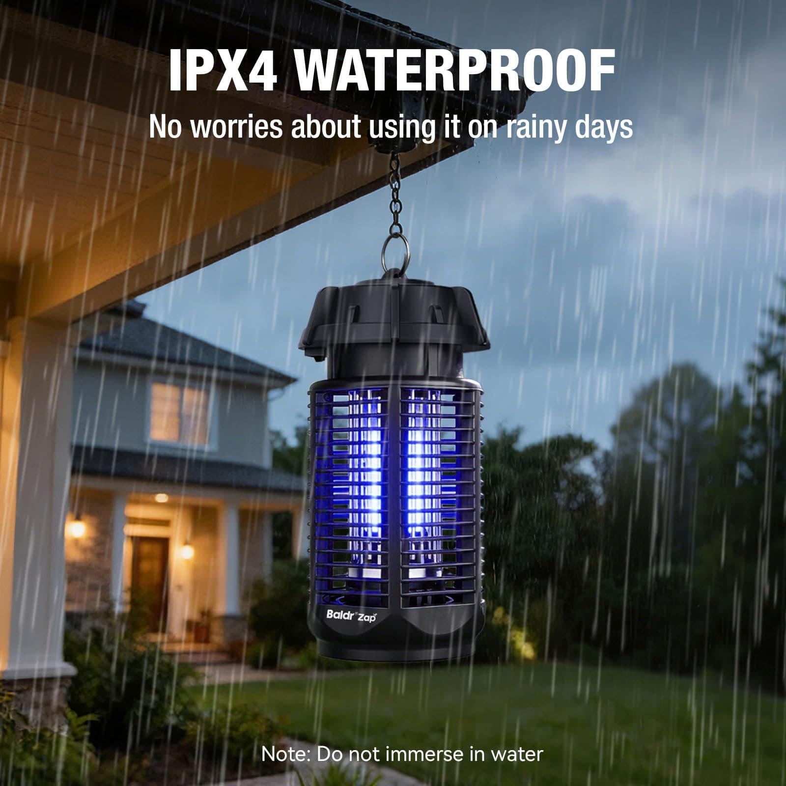 BALDR Bug Zapper Outdoor Indoor, 20W Power & 4200V Instant Grid Mosquito Repellent, Coverage of 1/2 Acre Fly Trap for Patio, Backyard, Home,2 Pack, view 3