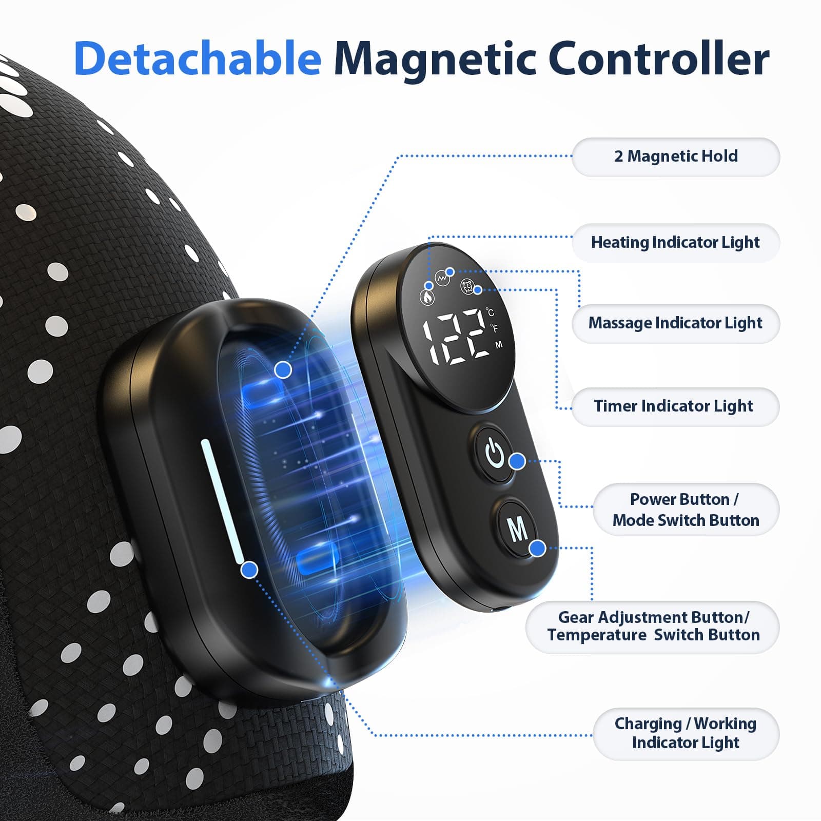 Cordless Shoulder Heating Pad Detachable Remote 5 Heat & Vibration Modes, view 4