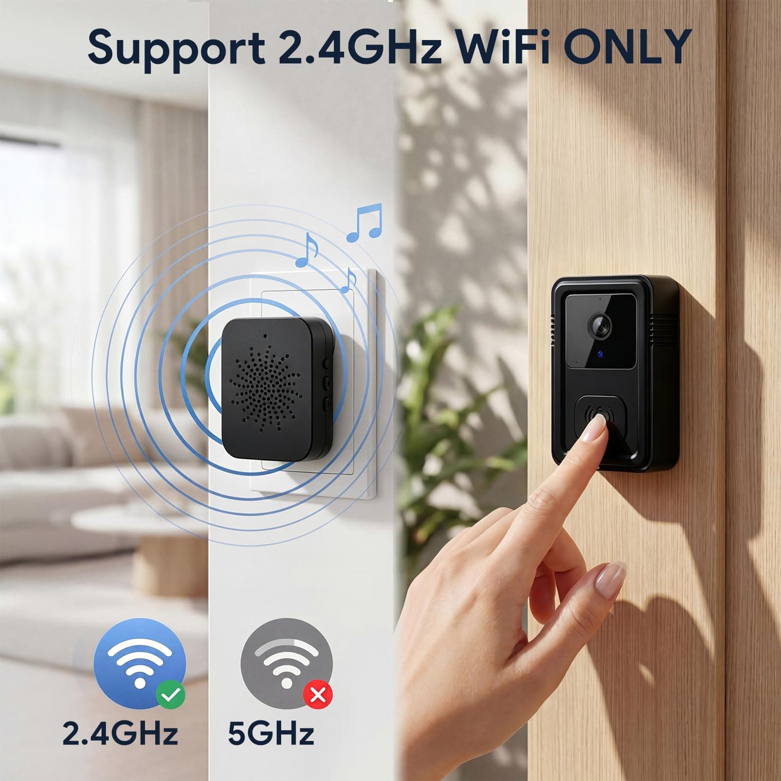 Video Doorbell Camera Wireless with Chime, Live View 2-Way Audio, Smart Ring Doorbell with HD Night Vision, Rechargeable Battery-Powered, 2.4GHz Wi-Fi Support, Cloud Storage, Advanced Home Security., view 4
