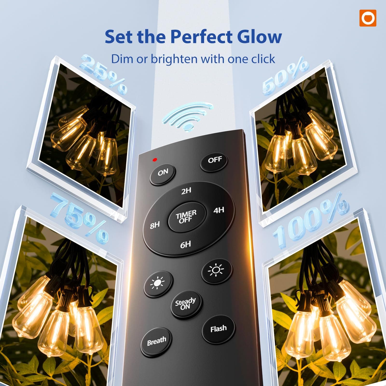 addlon 100FT Outdoor String Lights ST38 LED with Remote Waterproof Dimmable, view 6