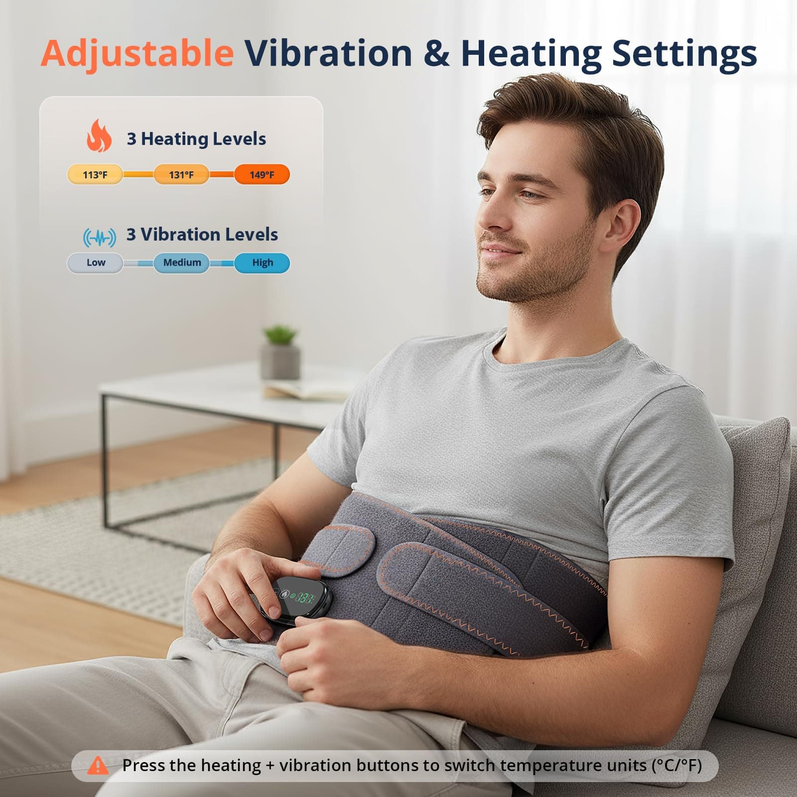 Portable Lower Back Massager with Heat 3 Vibration & Heat for Men and Women, view 4