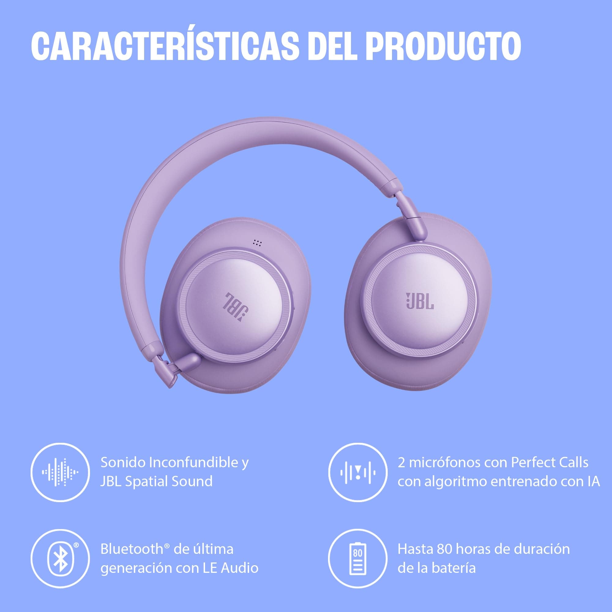 JBL Live 780NC, Auriculares Over-Ear Inalámbricos con Bluetooth, Negro, view 4