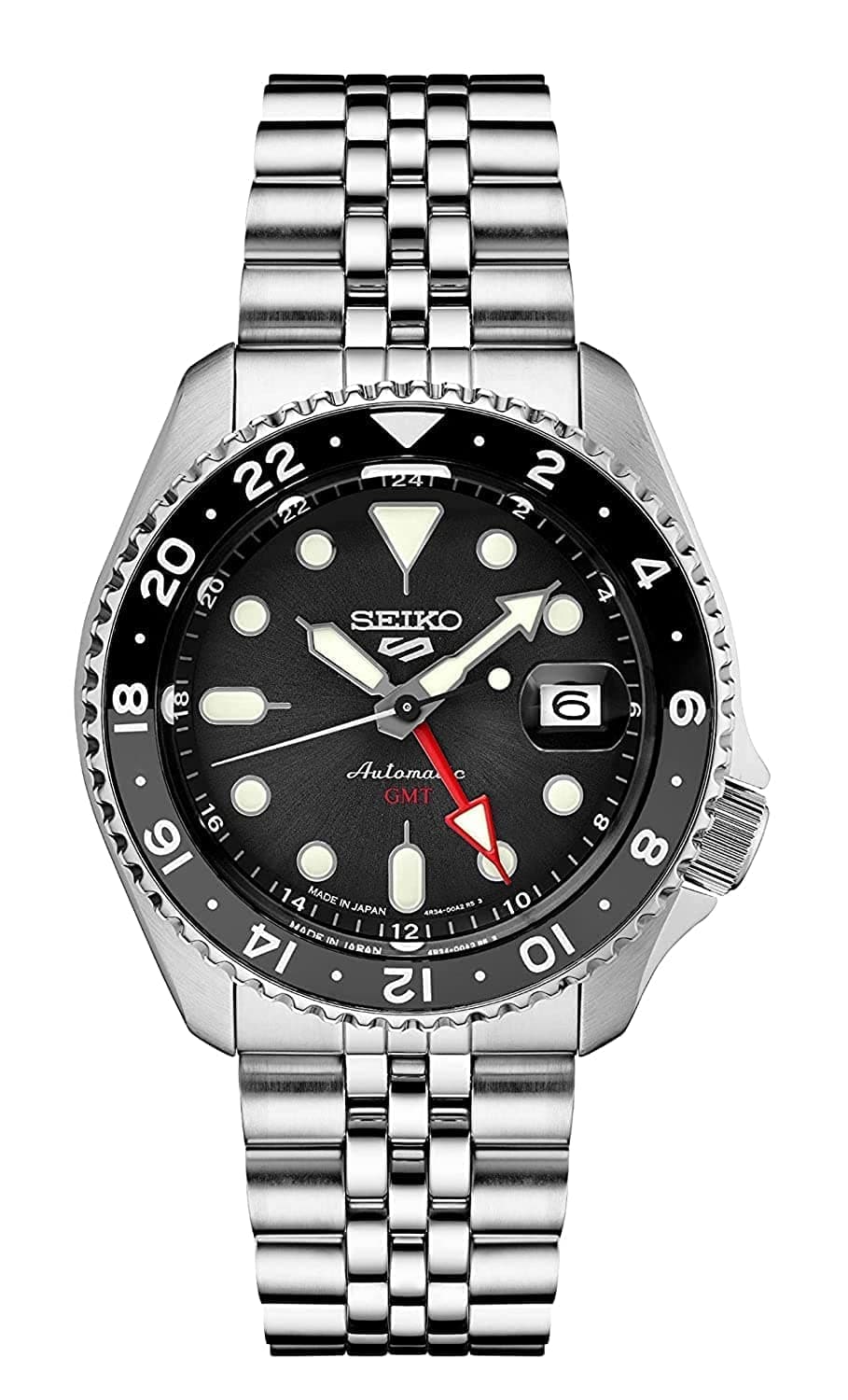 SEIKO SSK001 Automatic Watch for Men - 5 -Sports - Black Dial with Date Calendar and Luminous Hands & Markers and Black & Gray GMT Bezel, 100m Water-Resistant, TickClip Skip verdict