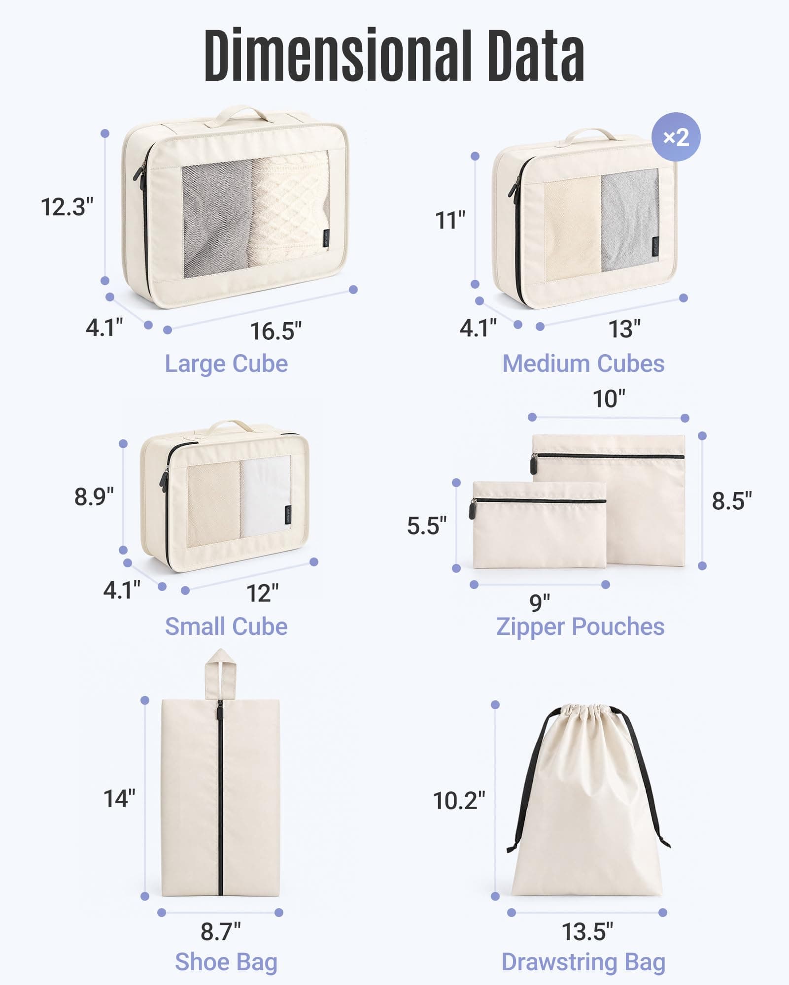 LIGHT FLIGHT 8 Set Packing Cubes for Travel, Cruise Ship Travel Essentials, view 5